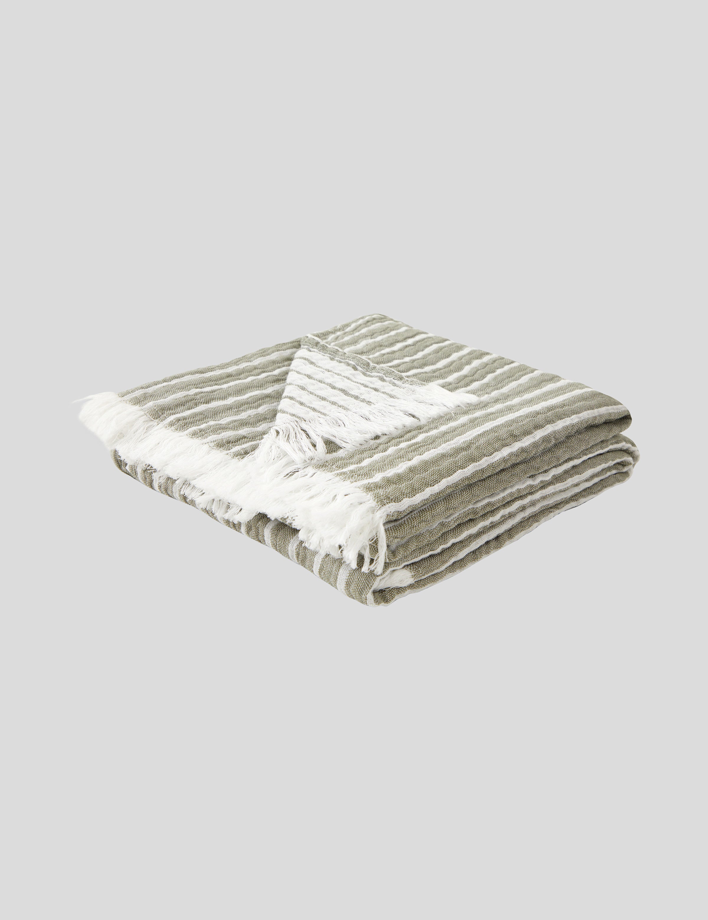 Peninsula Muslin Blanket | Olive Stripe-1