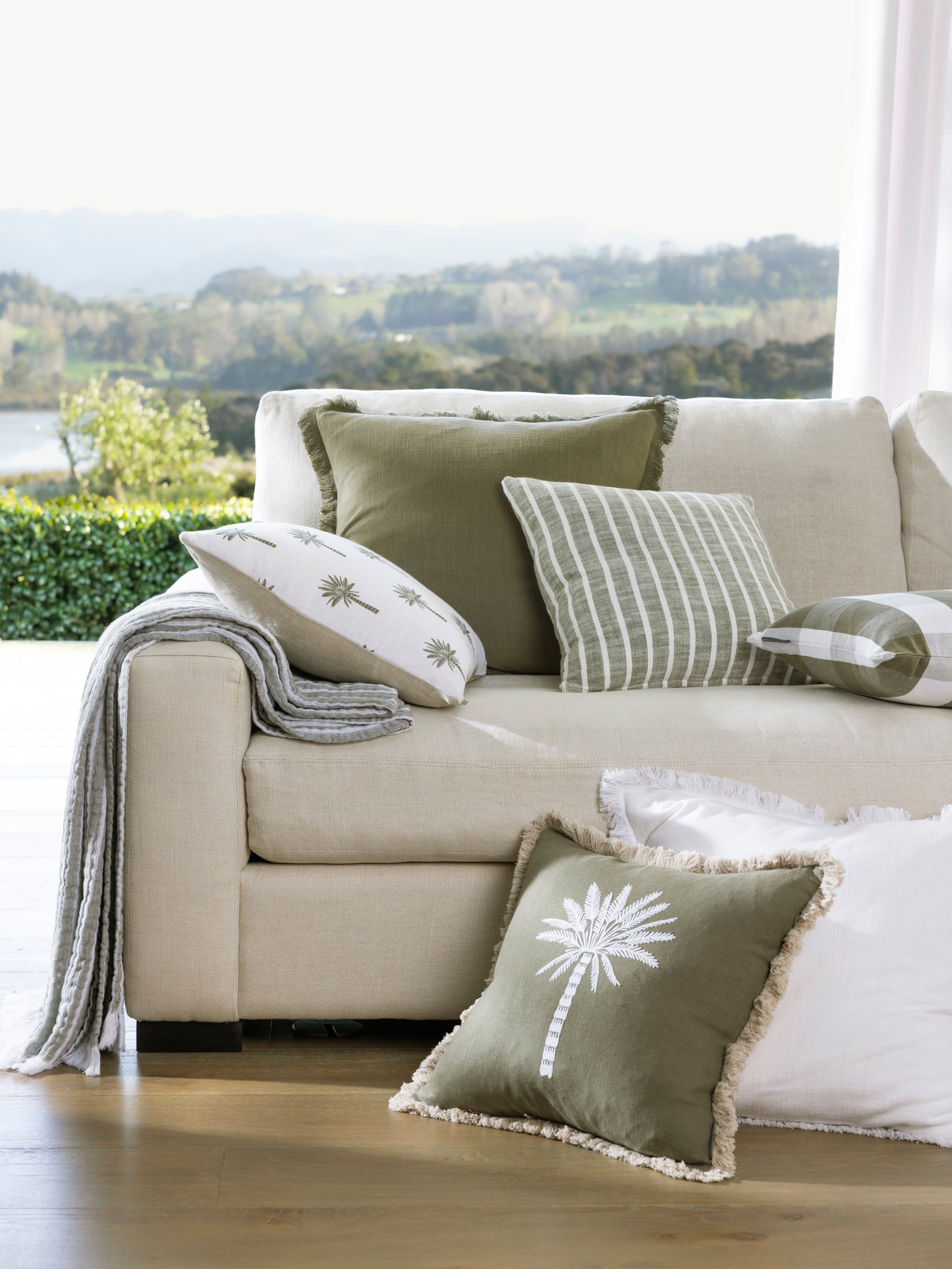 Peninsula Muslin Blanket | Olive Stripe-2
