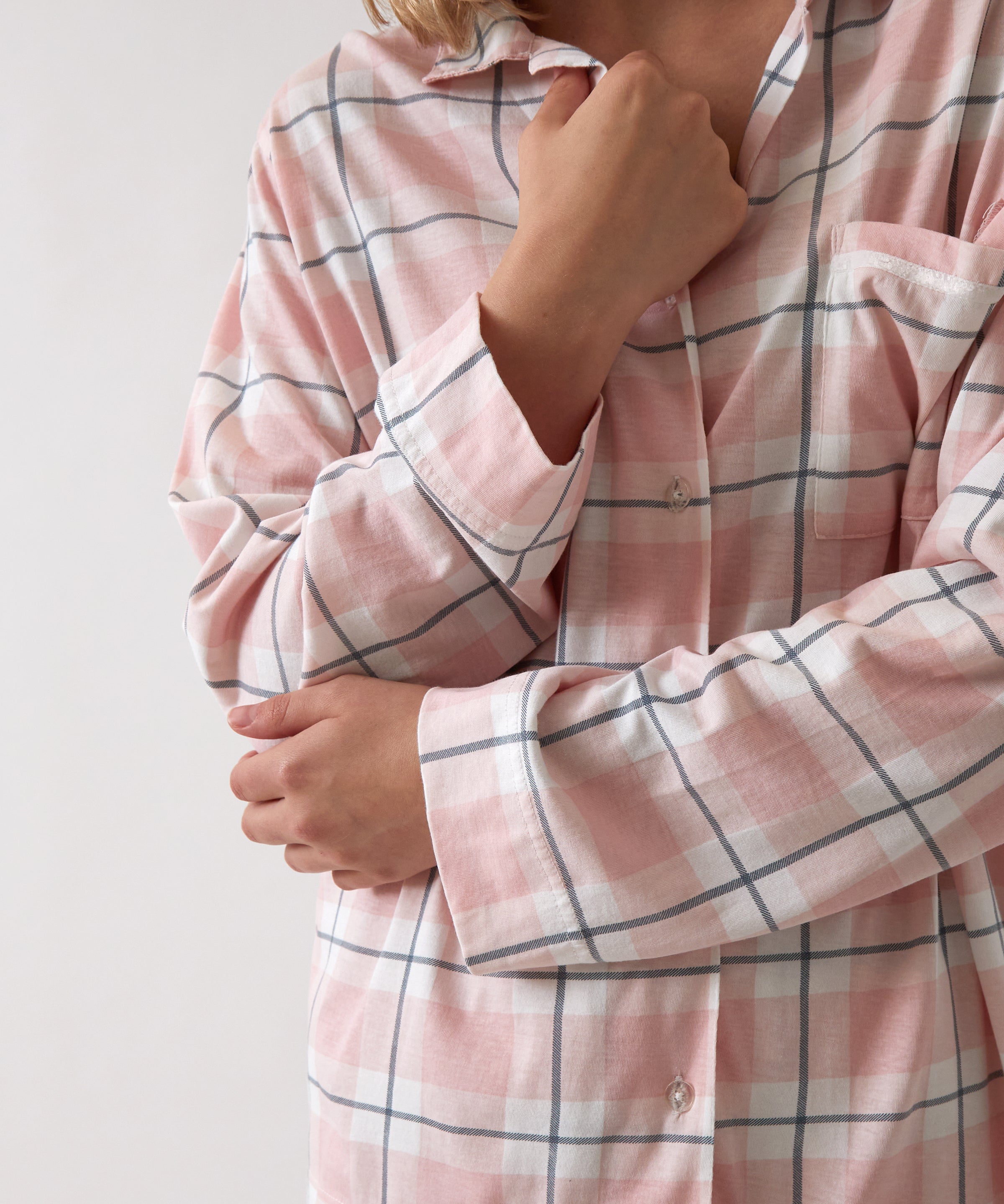 Penny Organic Cotton Knit PJ Shirt | Pink Gingham-2