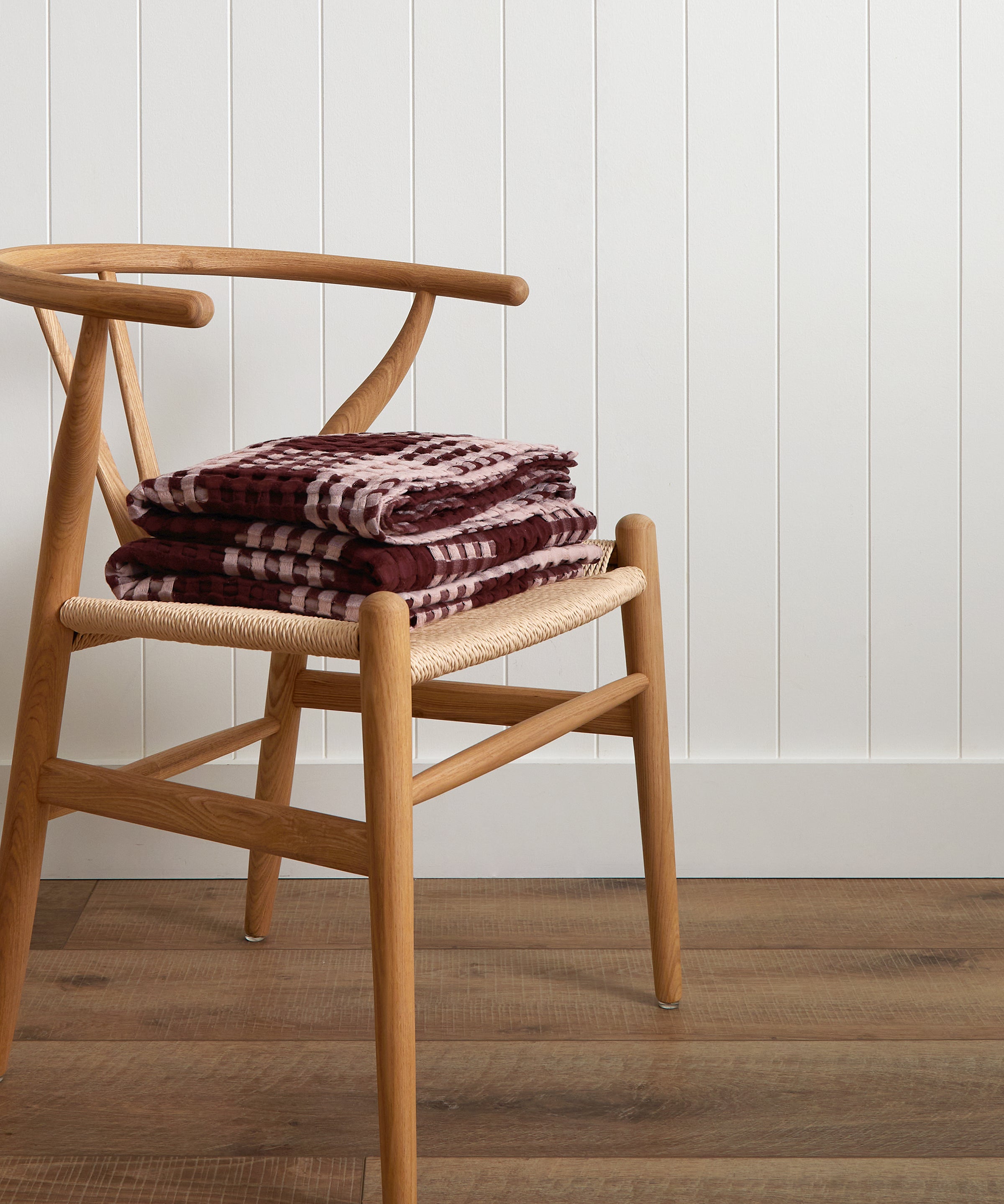 Arlo Waffle Blanket | Merlot / Pink-1