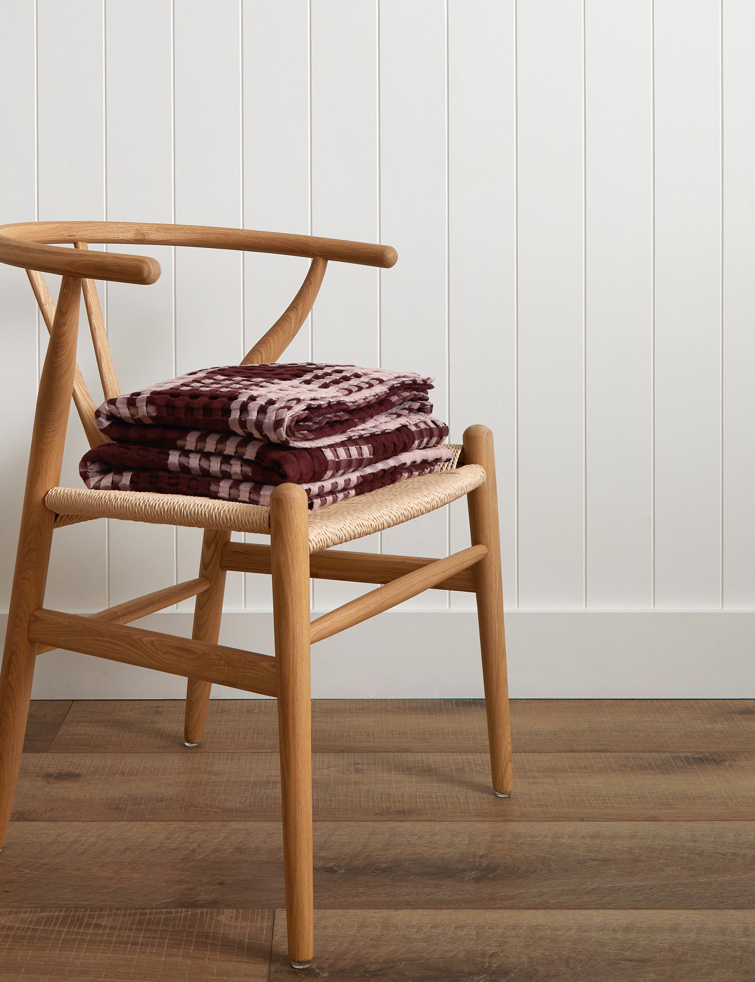 Arlo Waffle Blanket | Merlot / Pink-1