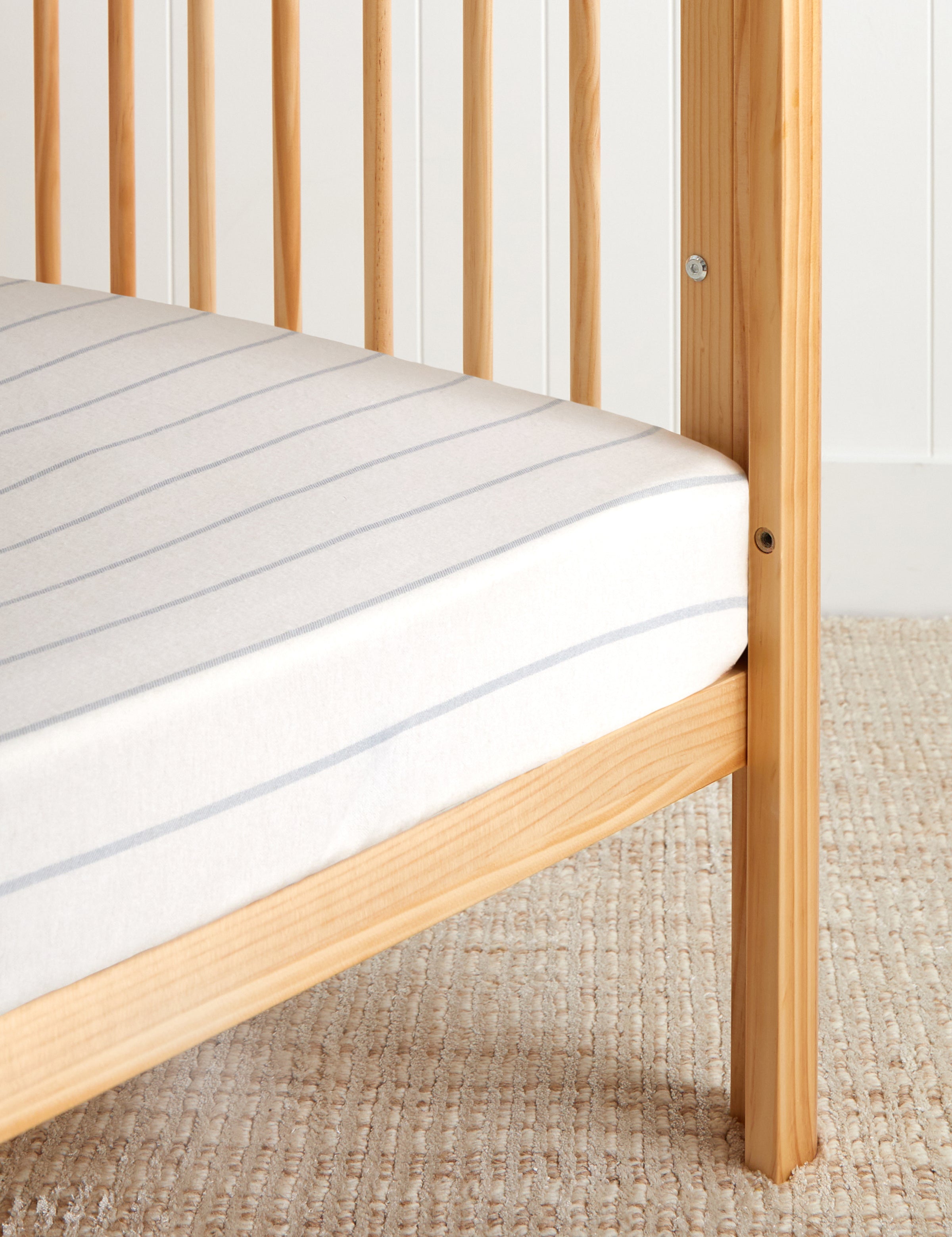 Pinnacle Flannel Cot Fitted Sheet | Blue Stripe-1