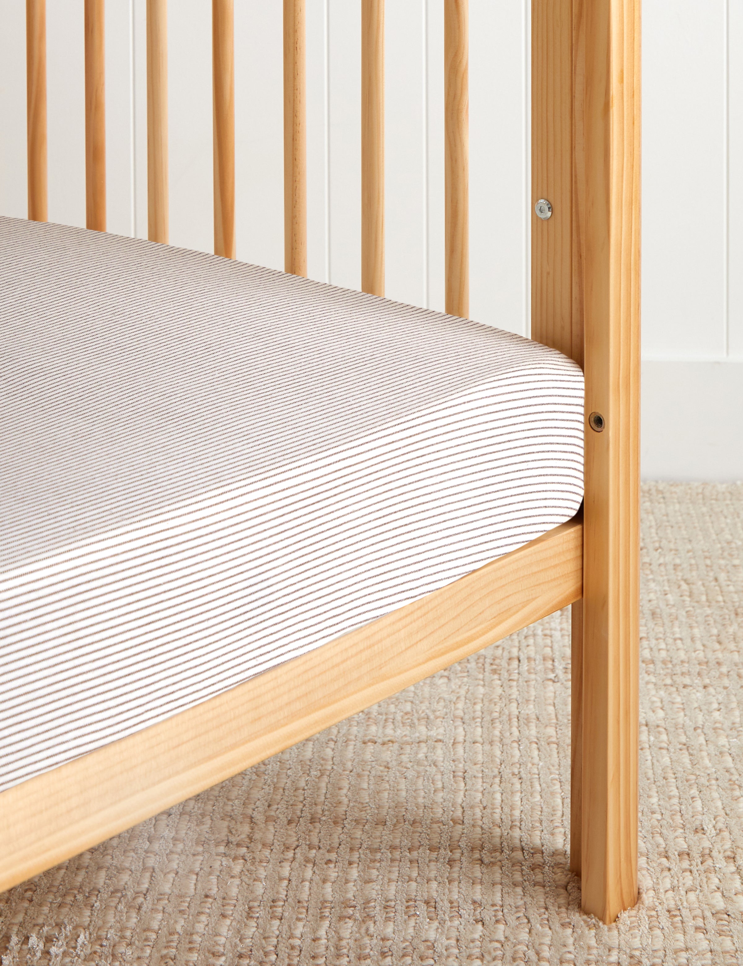 Pinnacle Flannel Cot Fitted Sheet | Cocoa Stripe-1