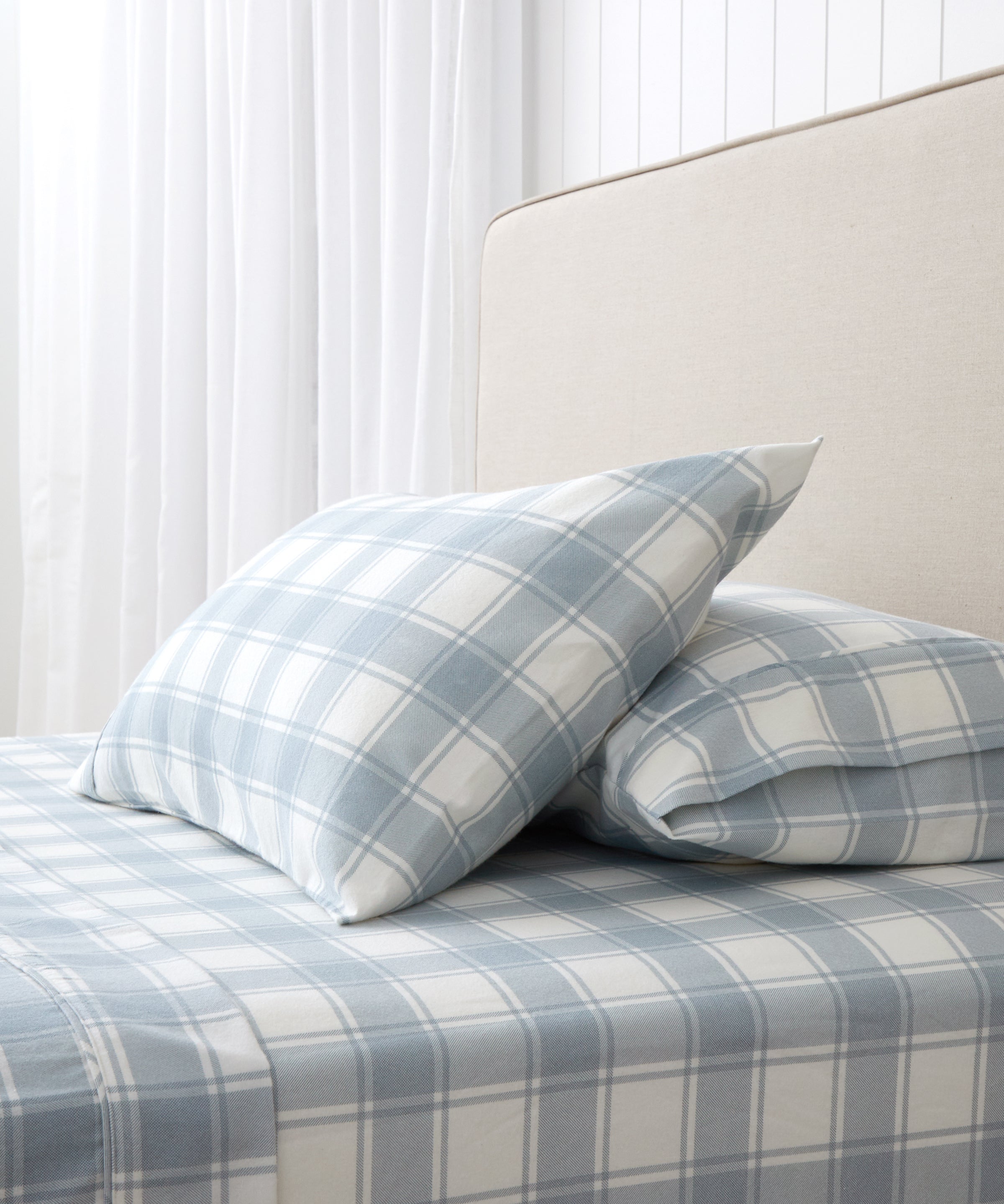 Pinnacle Flannel Sheet Set | Blue Check-1