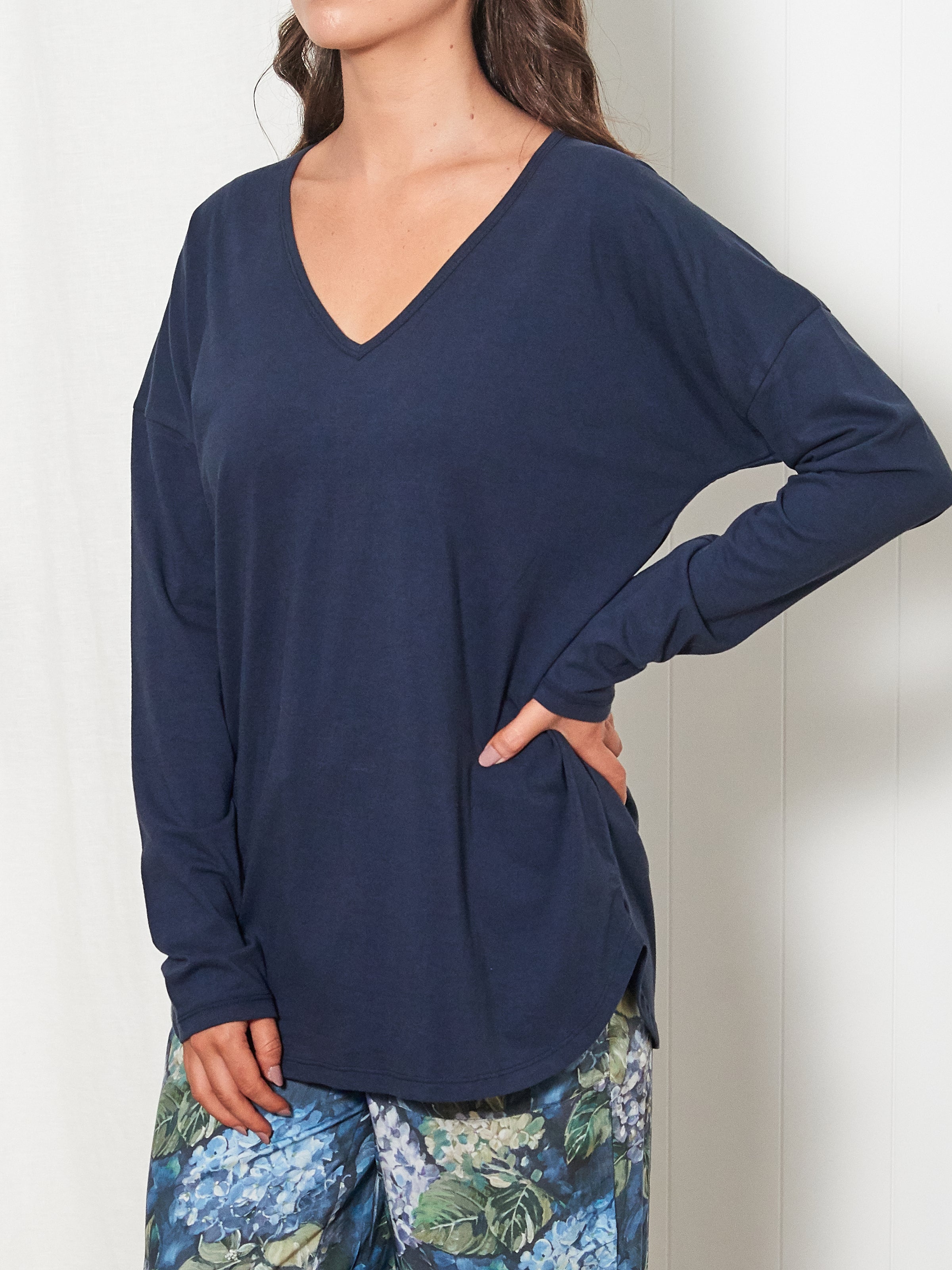 Piper Long Sleeve Tee | Navy-3