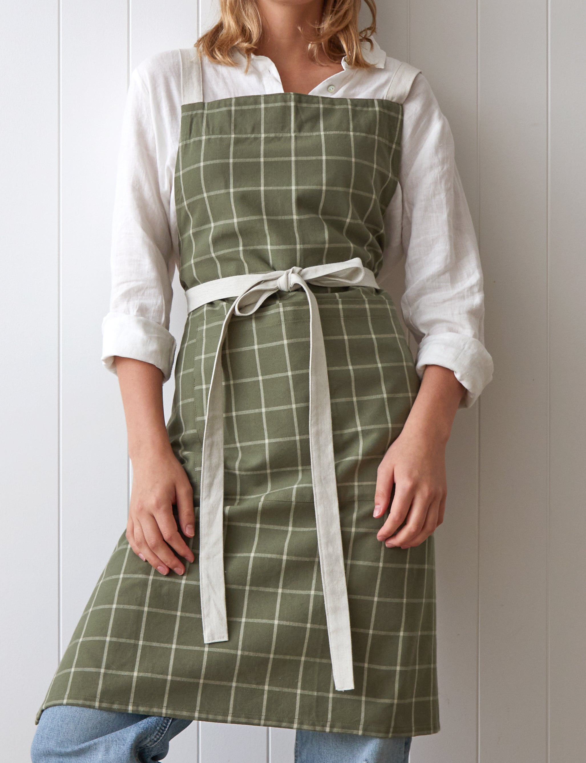Potager Apron | Olive Check-1