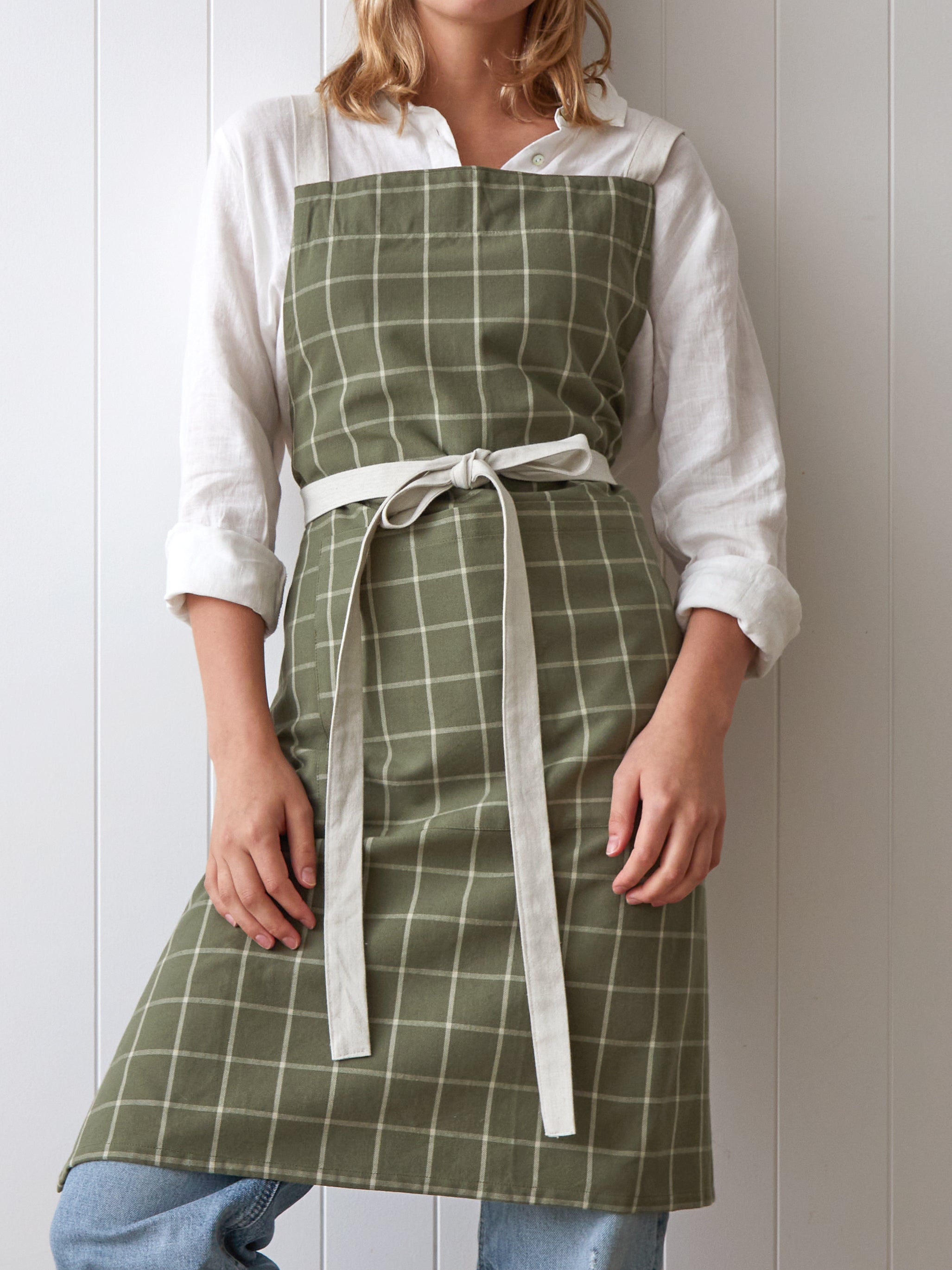 Potager Apron | Olive Check-1