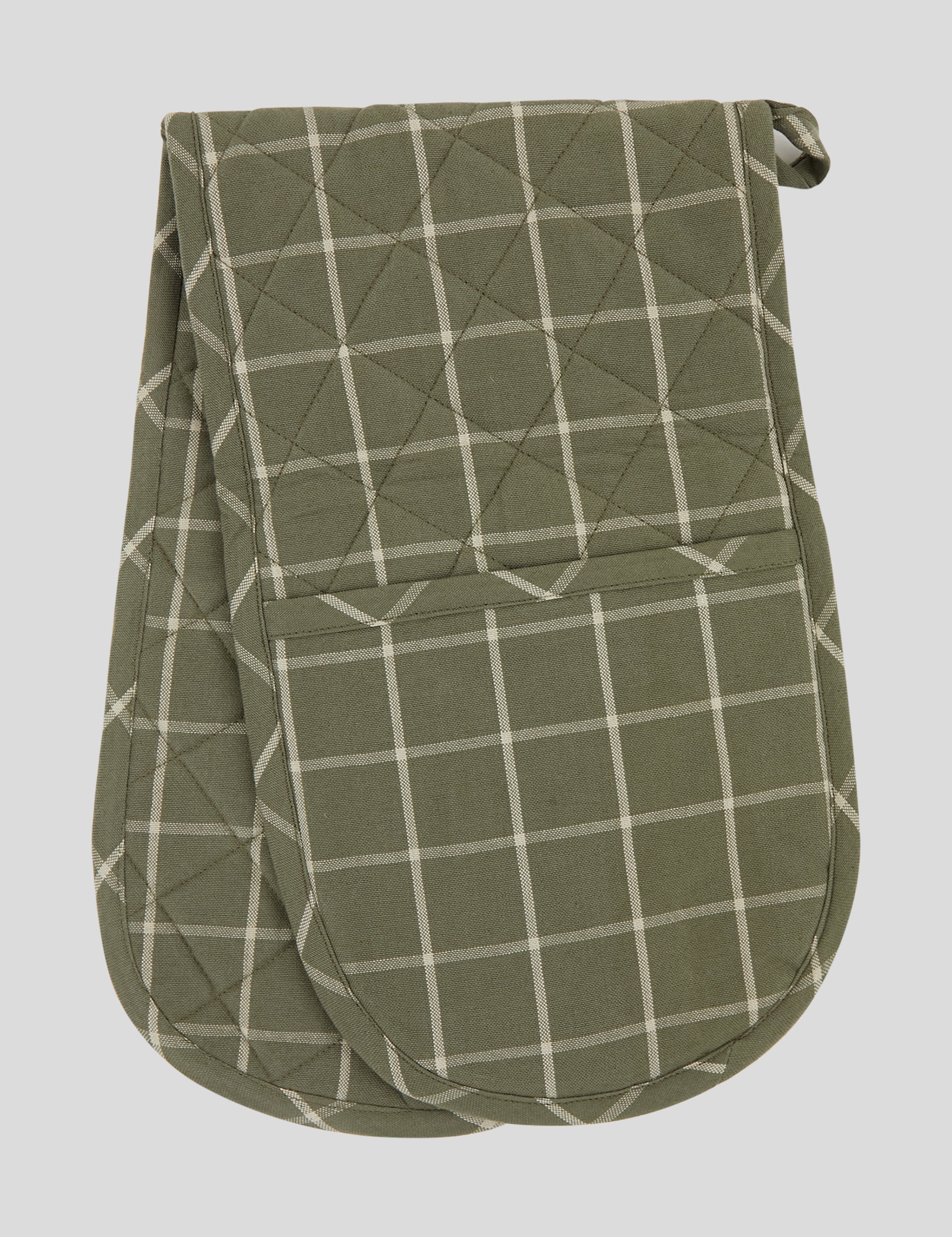 Potager Double Oven Glove | Olive Check-1