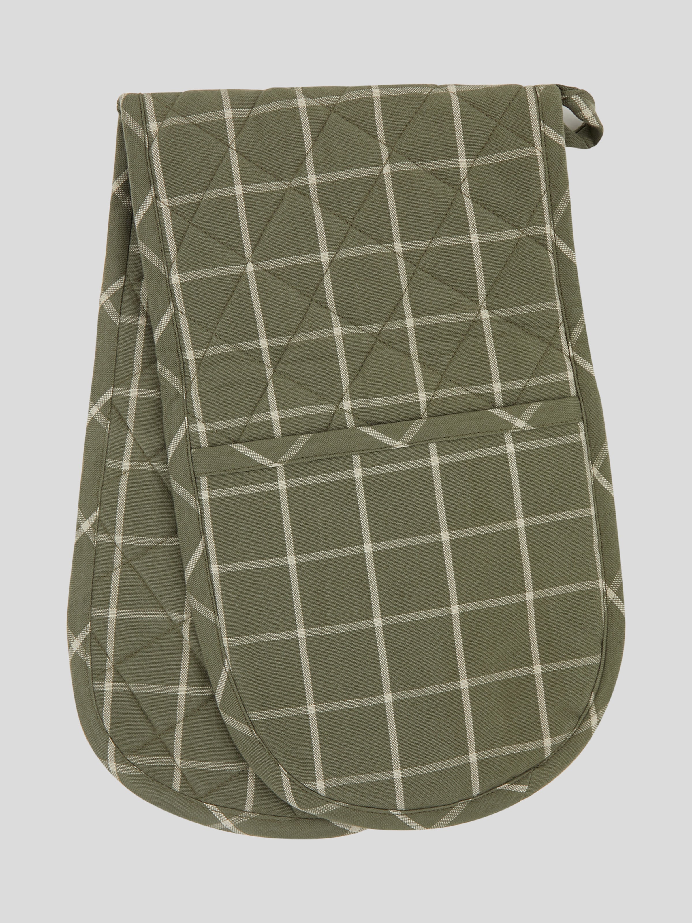 Potager Double Oven Glove | Olive Check-1