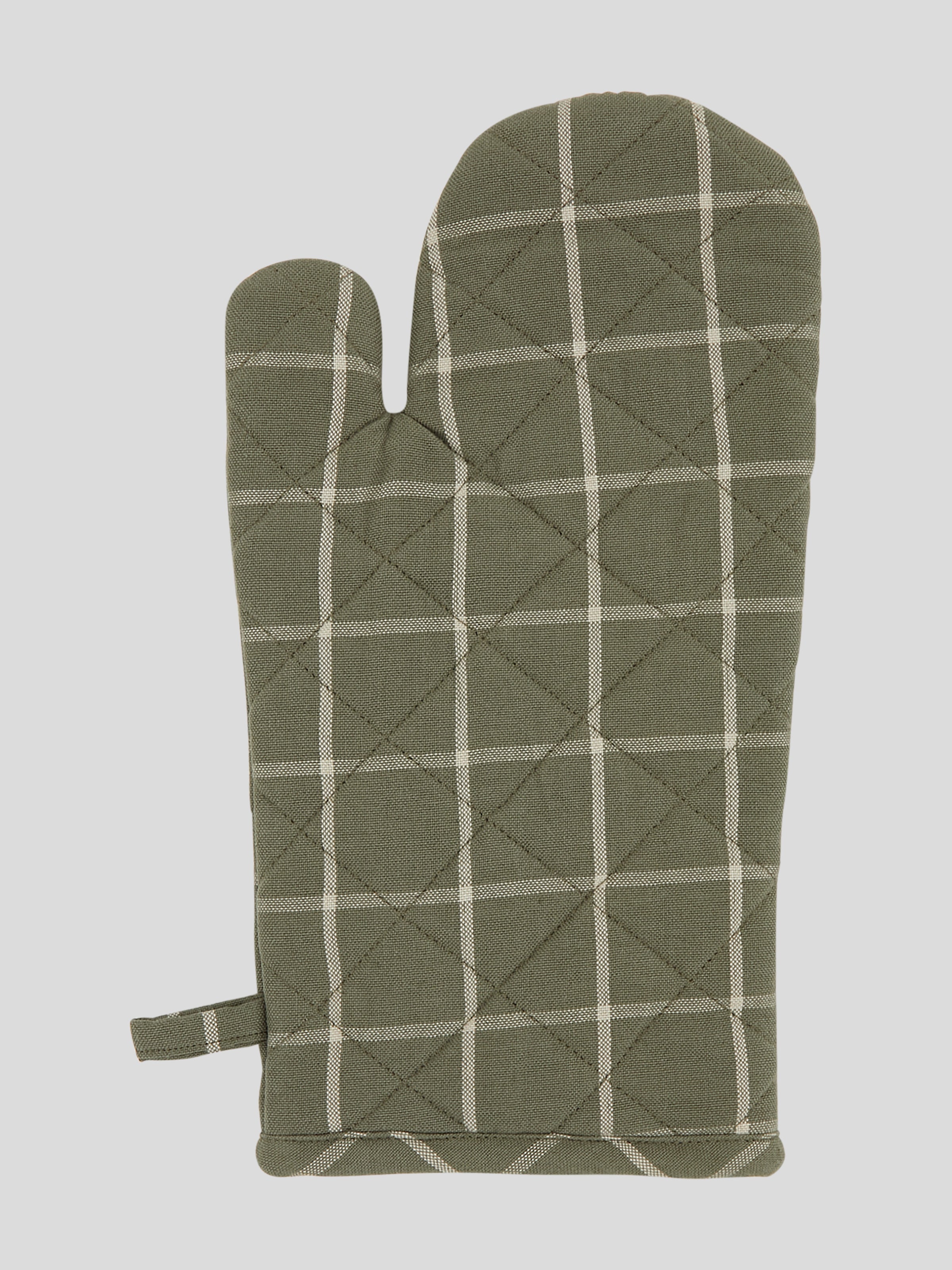 Potager Single Oven Glove | Olive Check-1