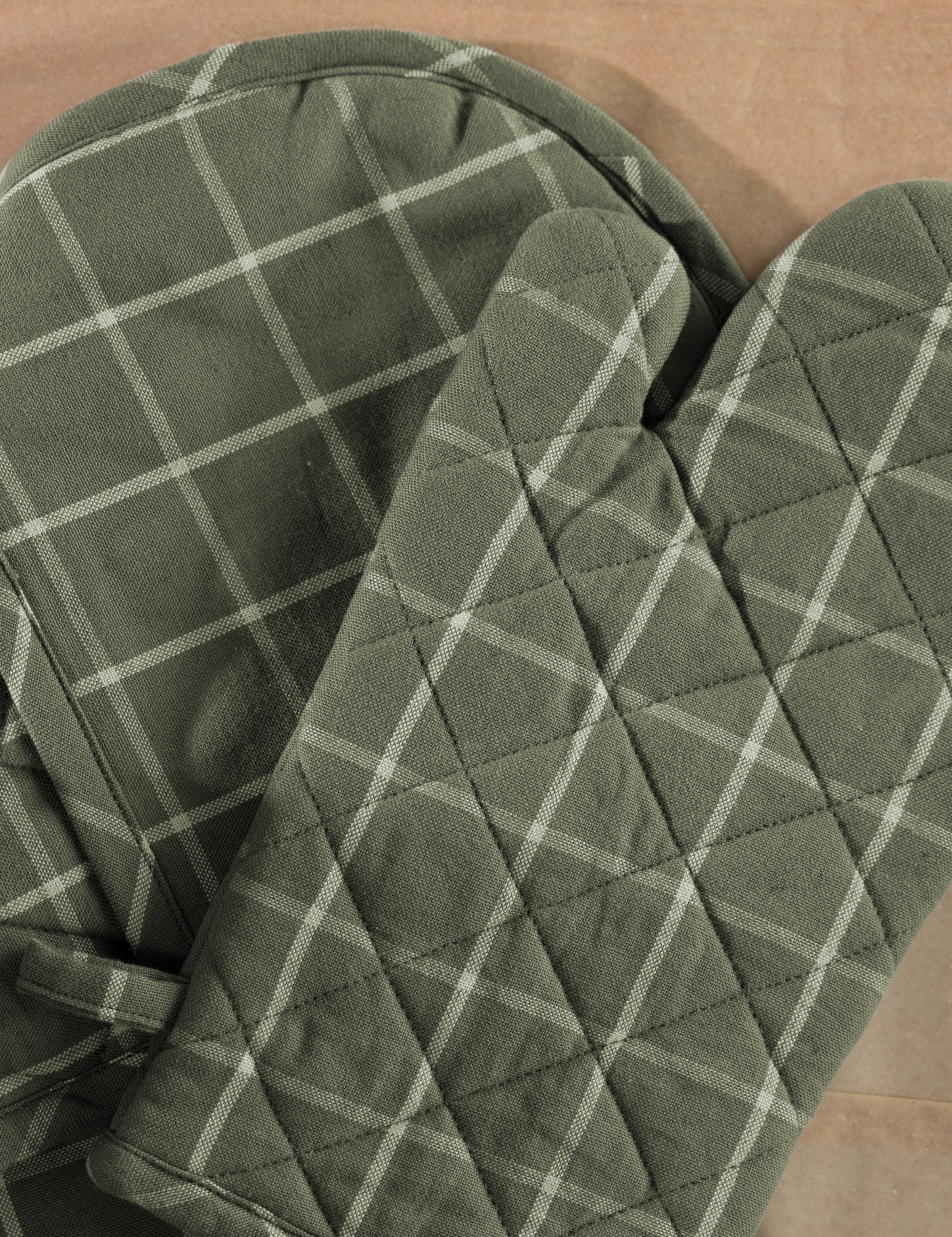 Potager Single Oven Glove | Olive Check-2