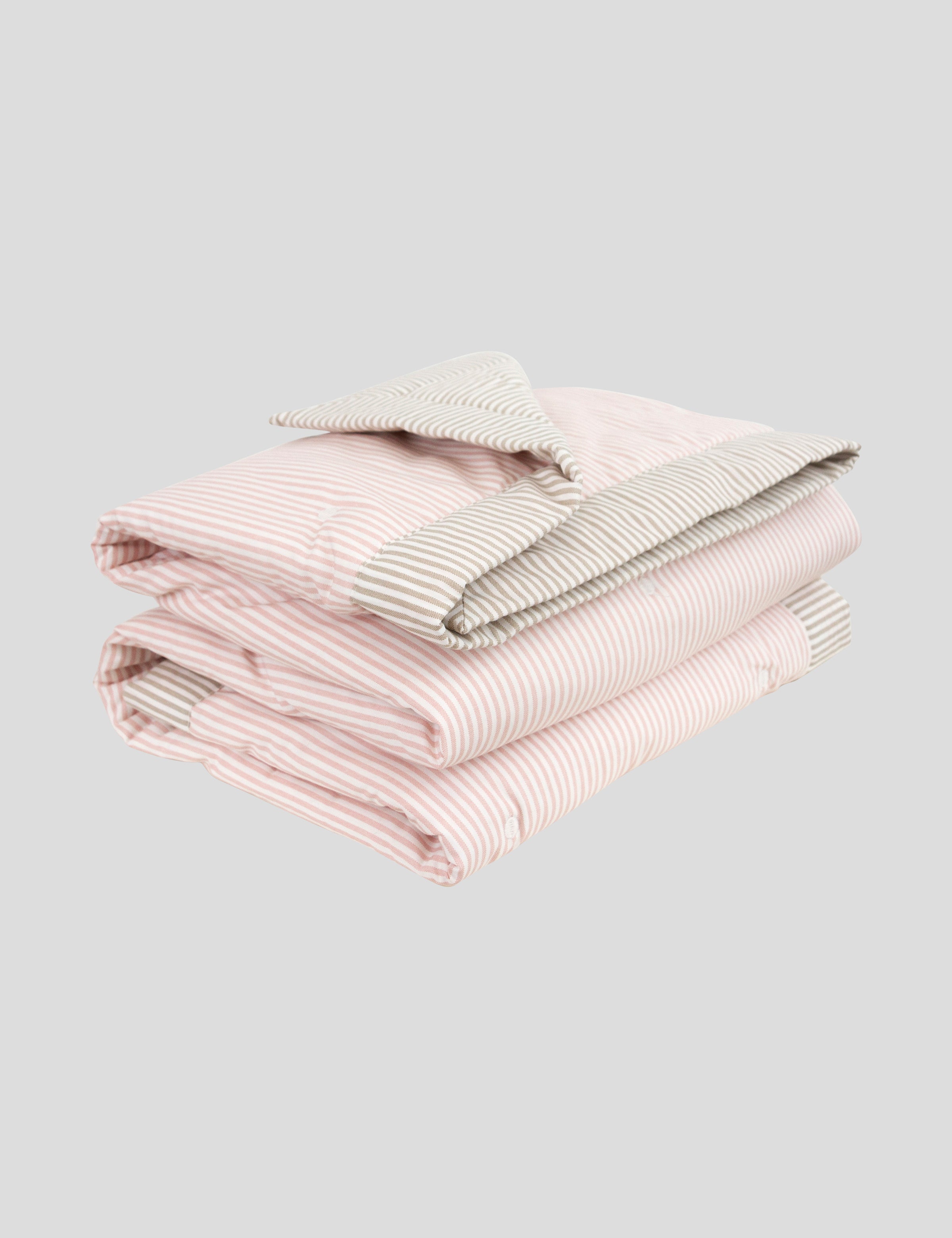 Purity Organic Cotton Cot Quilt | Pink Natural Stripe-1
