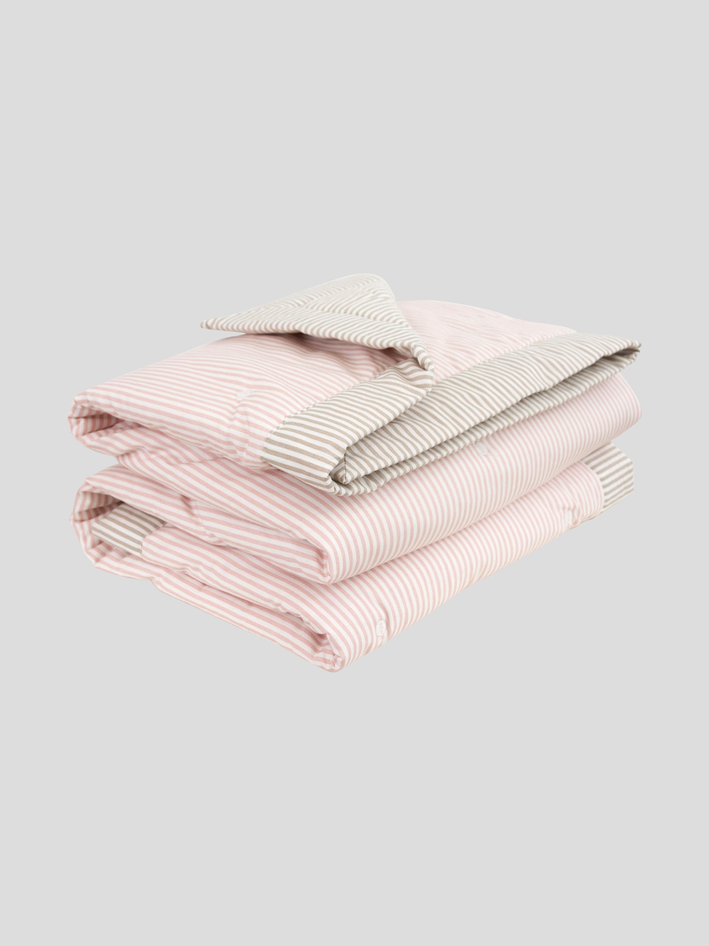 Purity Organic Cotton Cot Quilt | Pink Natural Stripe-1