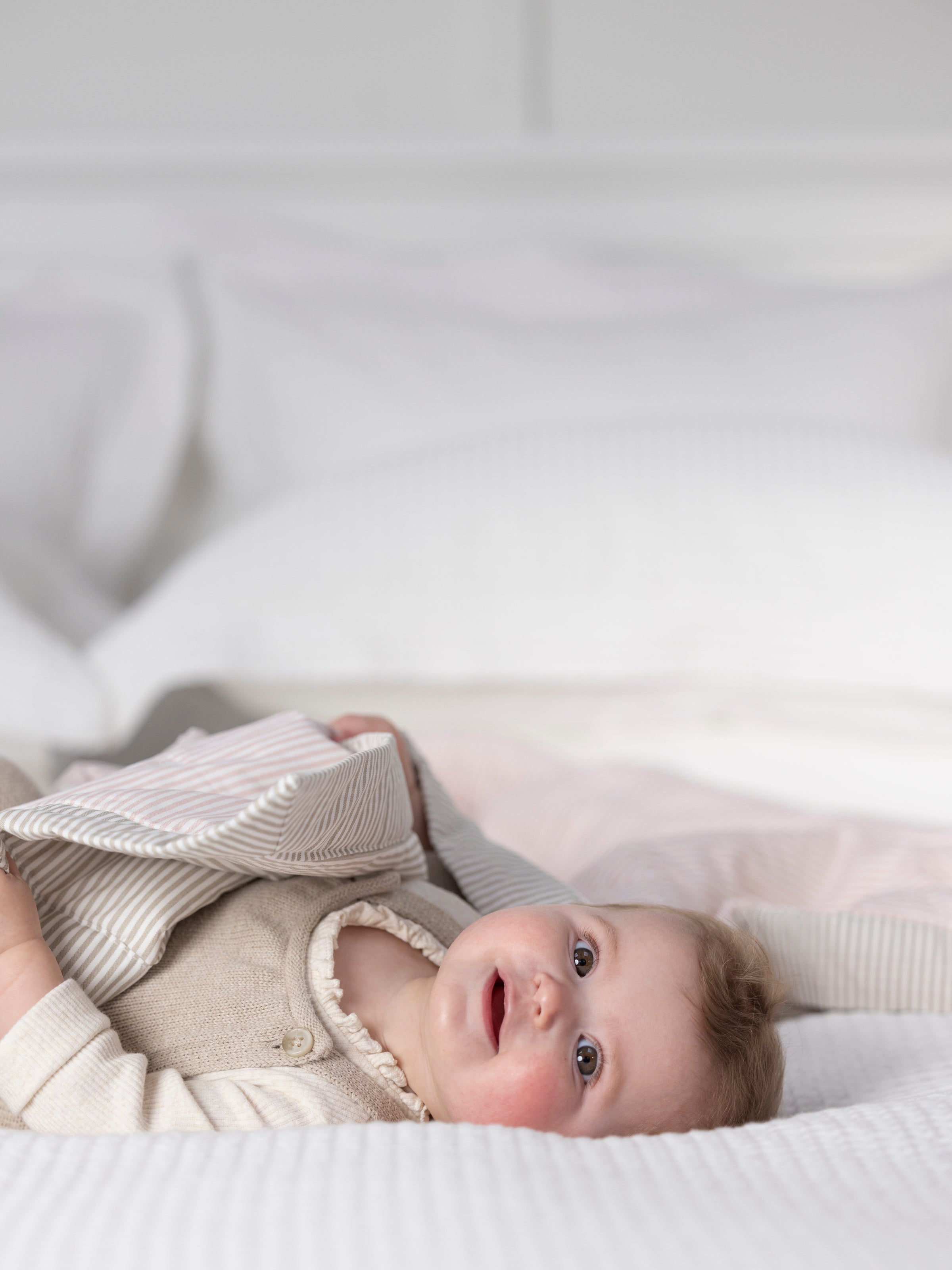 Purity Organic Cotton Cot Quilt | Pink Natural Stripe-3