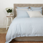 Purity Organic Cotton Duvet Cover Set | Blue Natural Stripe-1