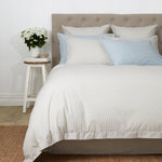Purity Organic Cotton Duvet Cover Set | Blue Natural Stripe-2