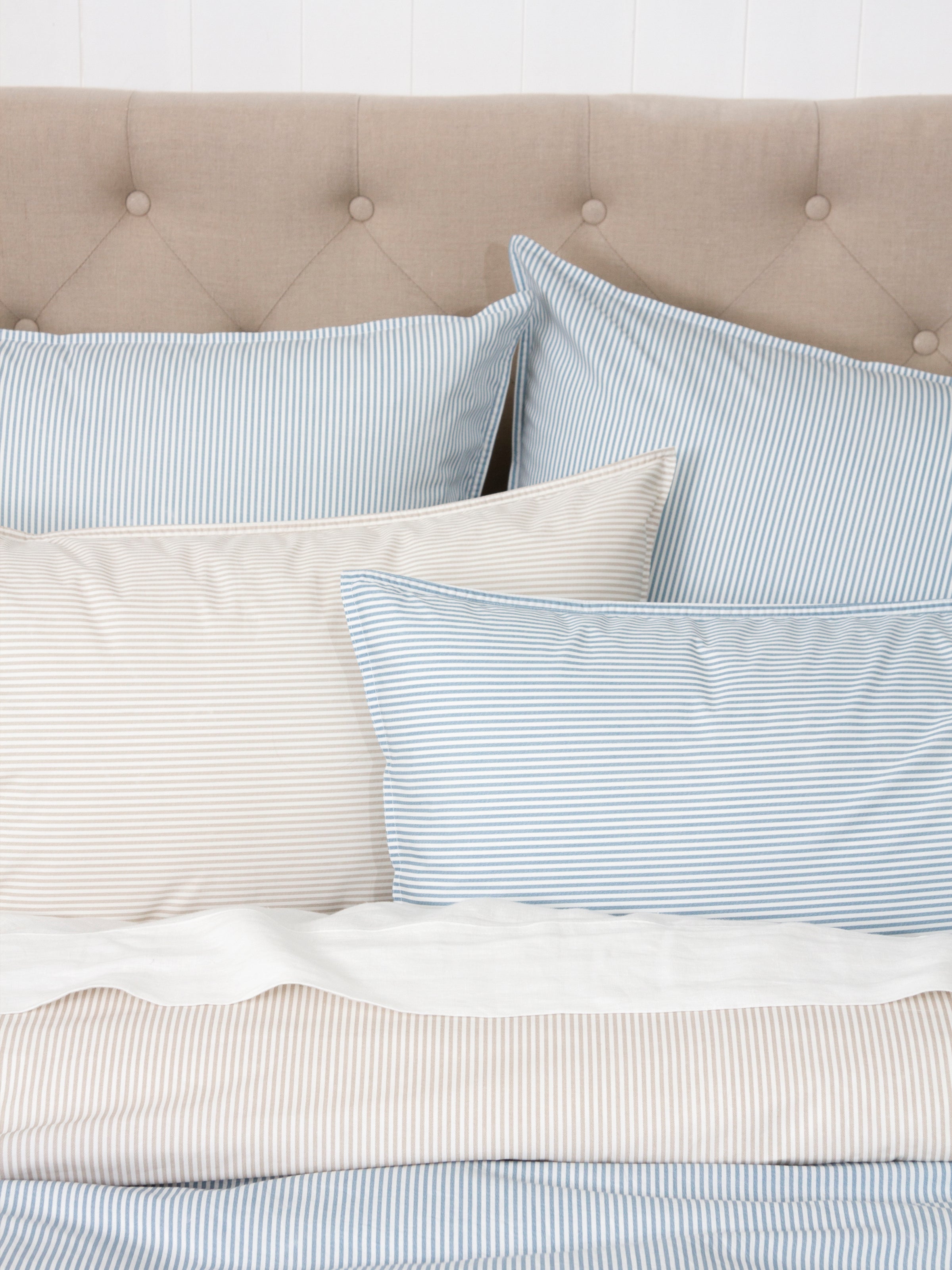 Purity Organic Cotton Duvet Cover Set | Blue Natural Stripe-3