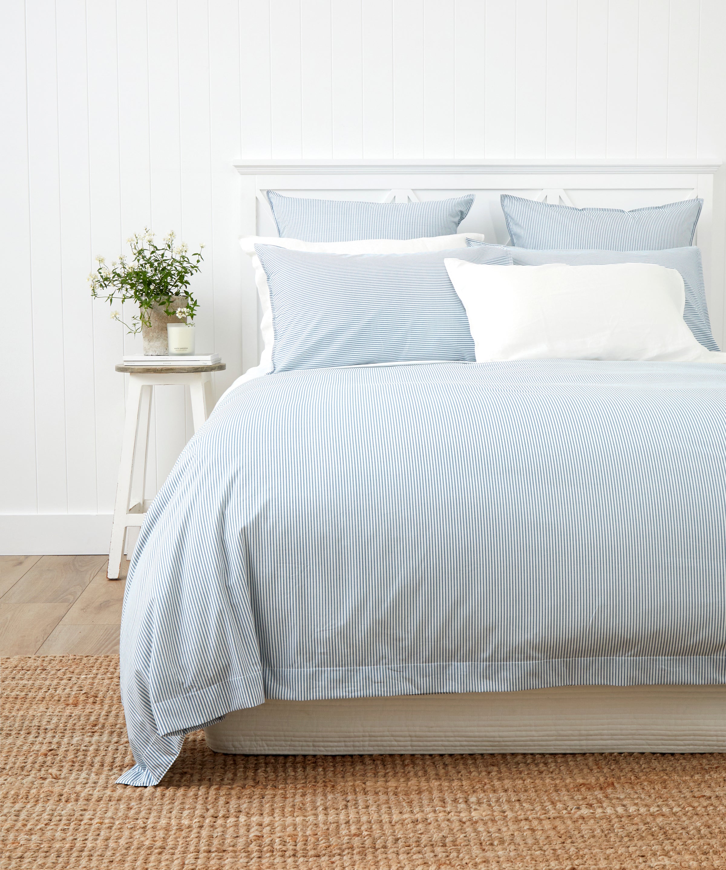Purity Organic Cotton Duvet Cover Set | Blue Stripe-1