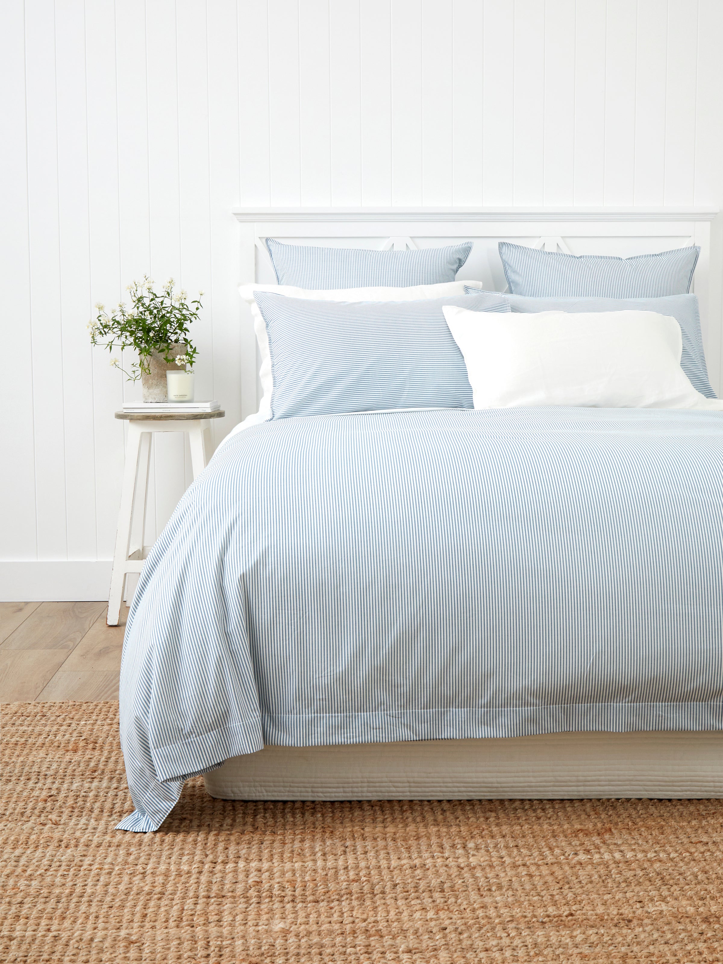 Purity Organic Cotton Duvet Cover Set | Blue Stripe-1