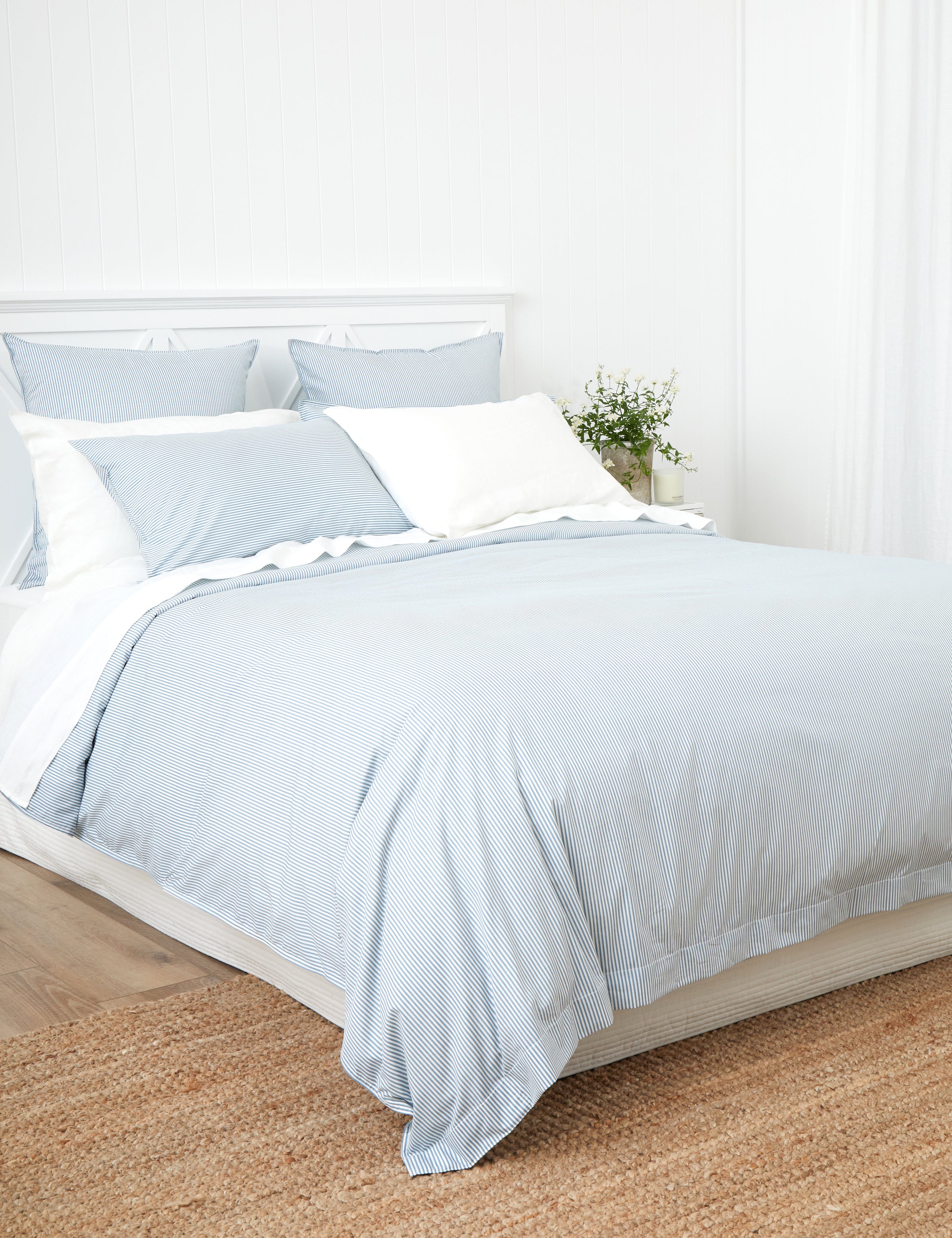 Purity Organic Cotton Duvet Cover Set | Blue Stripe-3