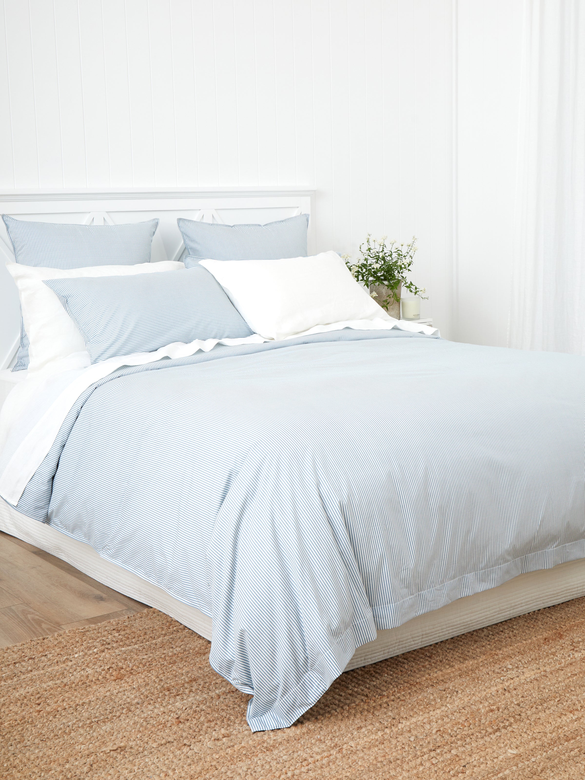 Purity Organic Cotton Duvet Cover Set | Blue Stripe-3