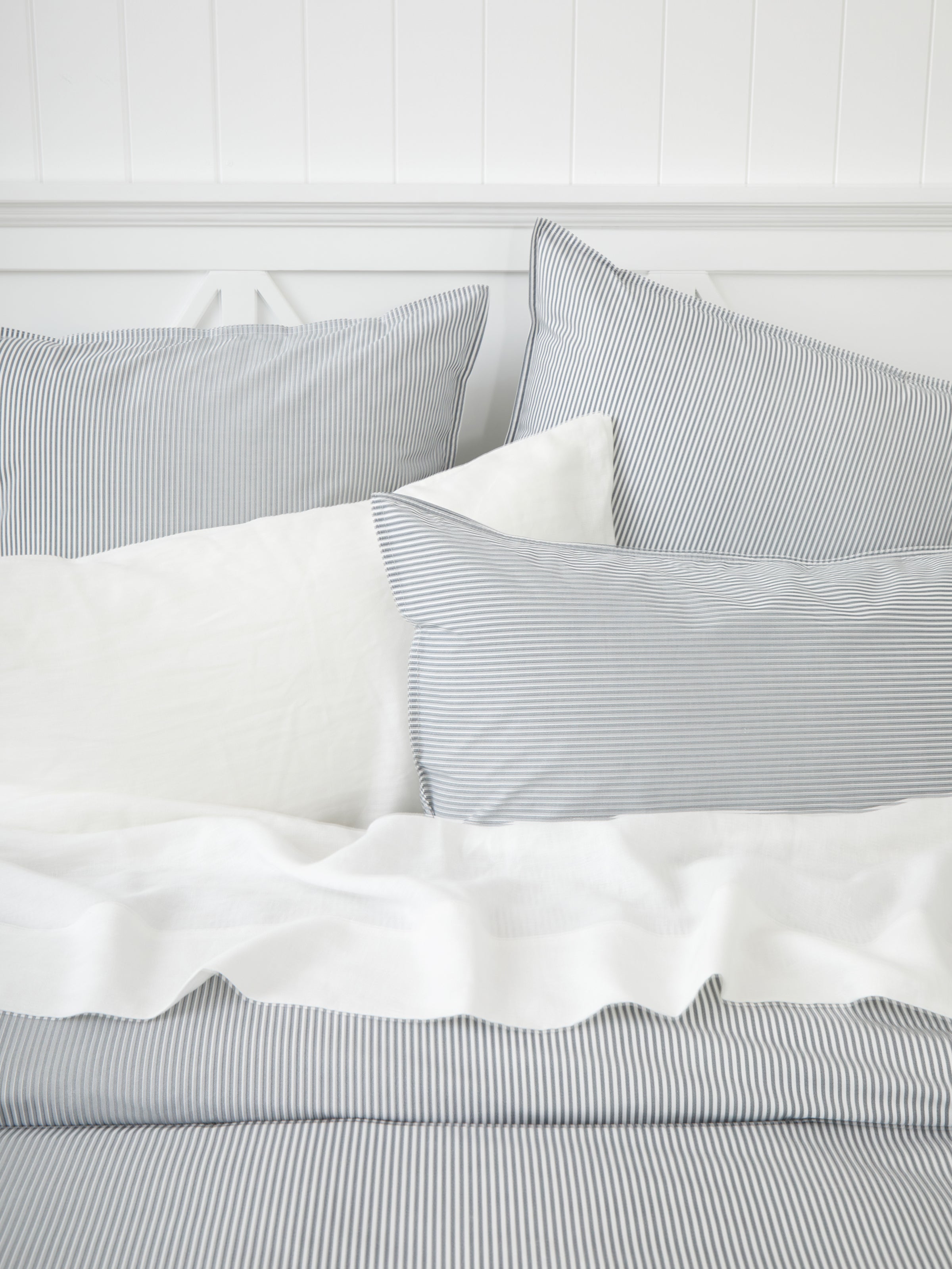 Purity Organic Cotton Duvet Cover Set | Charcoal Stripe-2