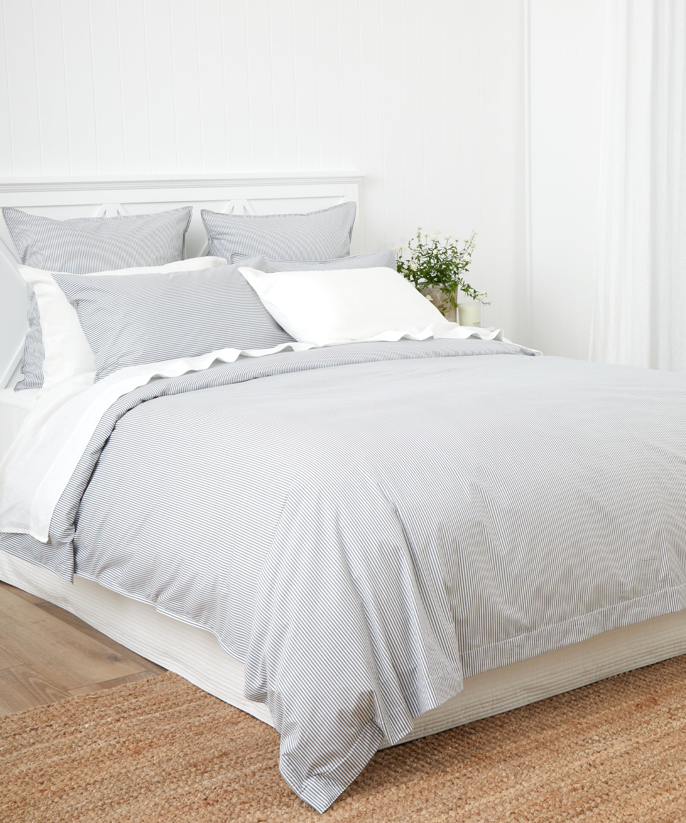 Purity Organic Cotton Duvet Cover Set | Charcoal Stripe-3