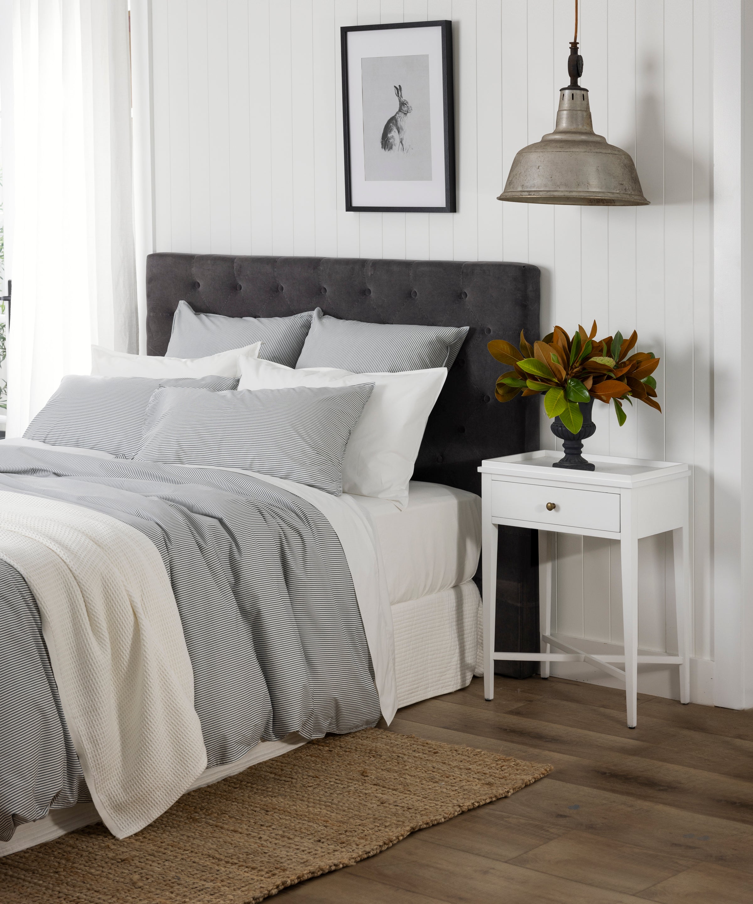 Purity Organic Cotton Duvet Cover Set | Charcoal Stripe-5