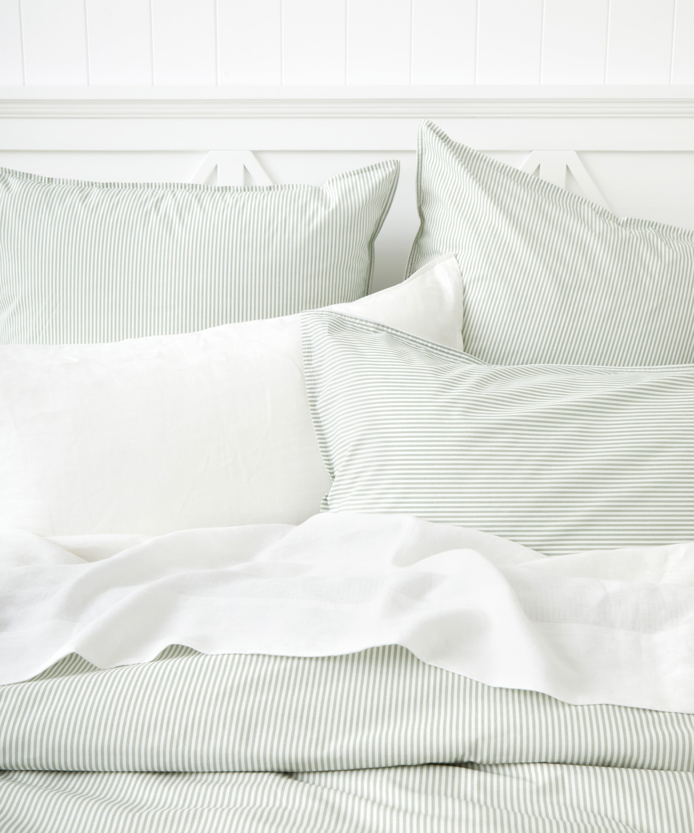Purity Organic Cotton Duvet Cover Set | Green Stripe-2
