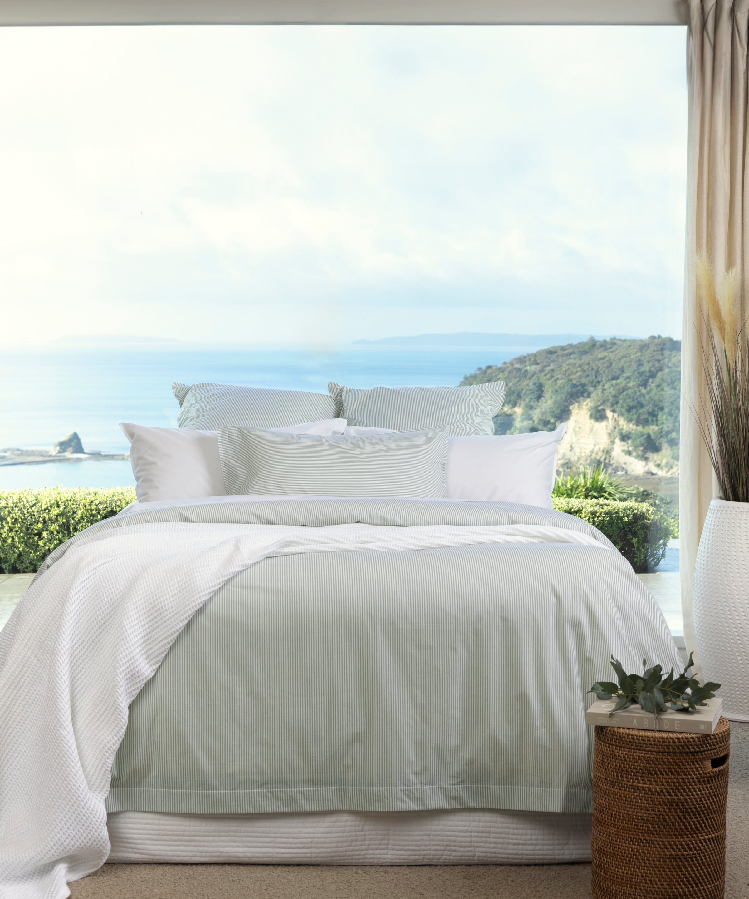 Purity Organic Cotton Duvet Cover Set | Green Stripe-5