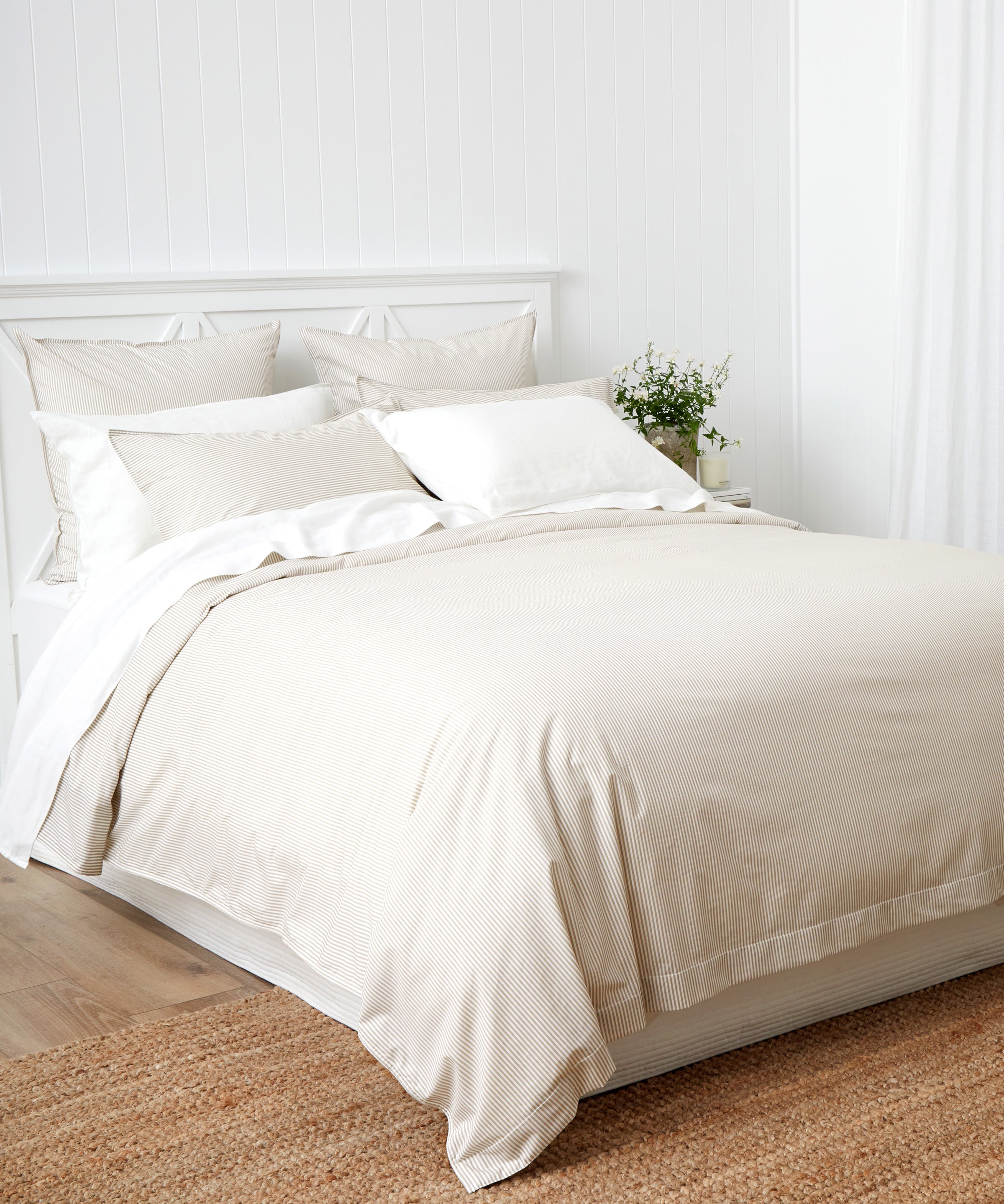 Purity Organic Cotton Duvet Cover Set | Natural Stripe-3