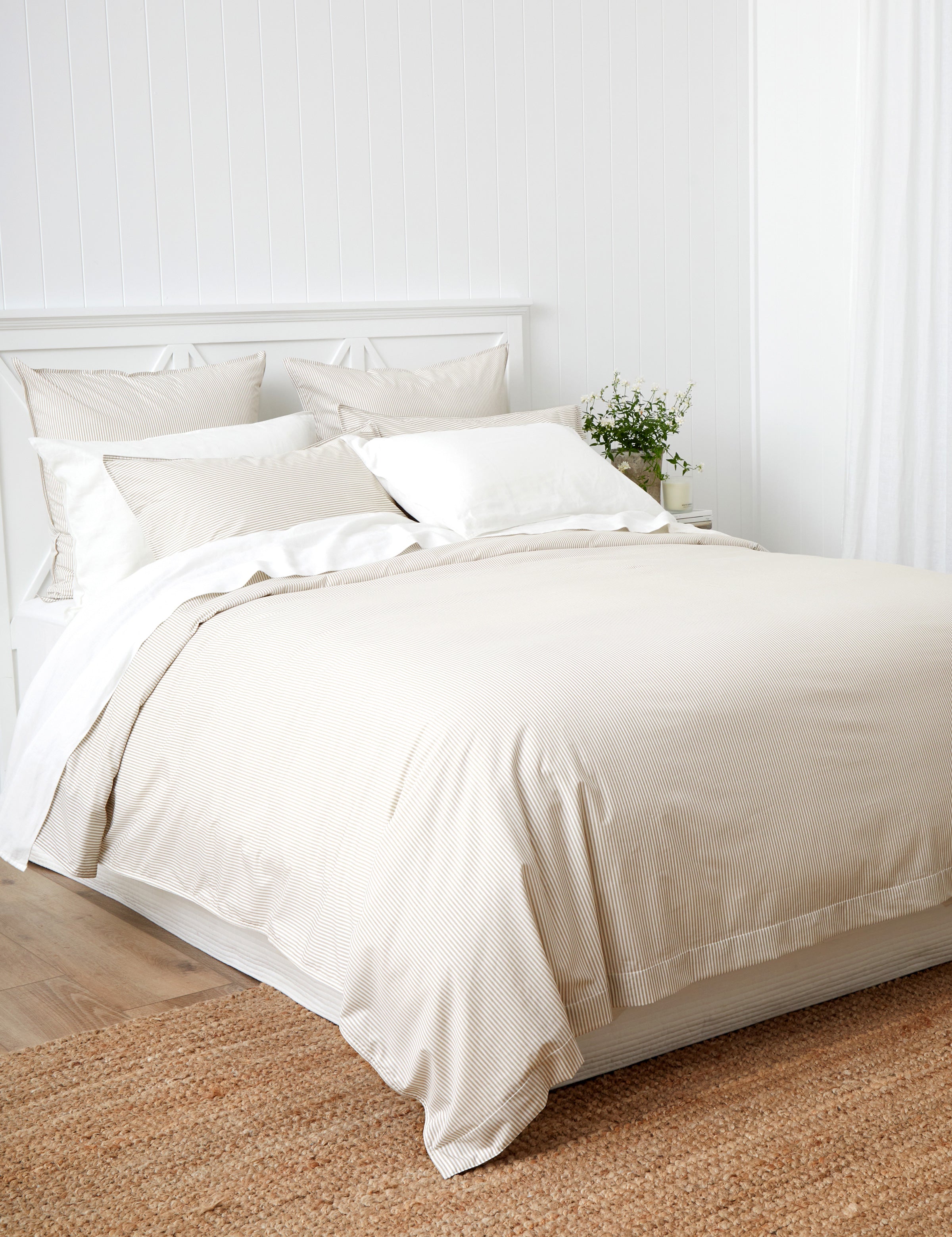 Purity Organic Cotton Duvet Cover Set | Natural Stripe-3
