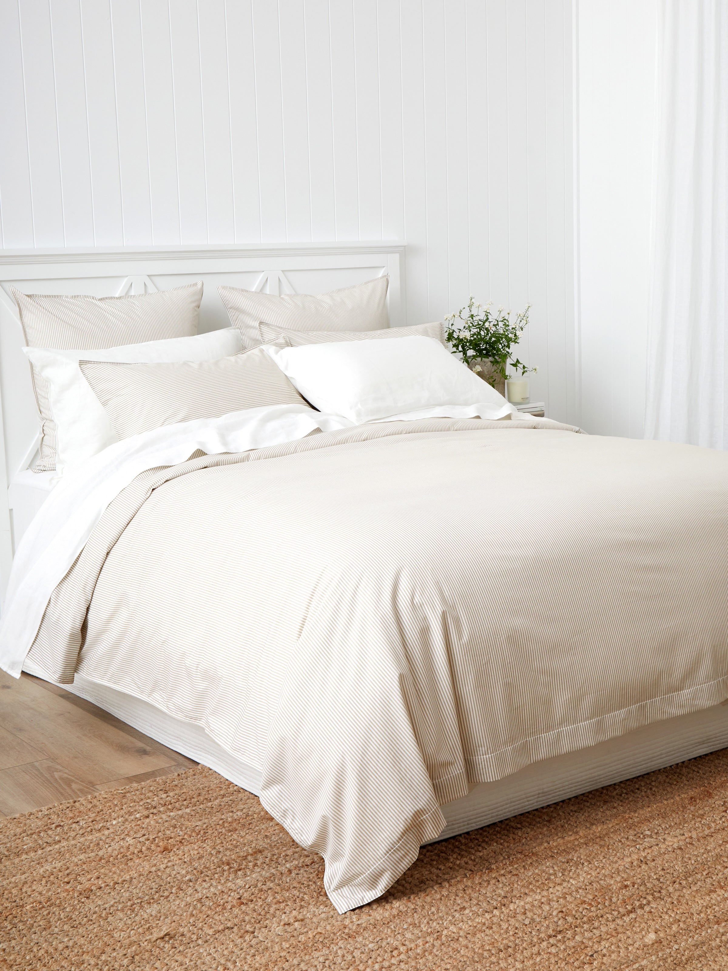 Purity Organic Cotton Duvet Cover Set | Natural Stripe-3