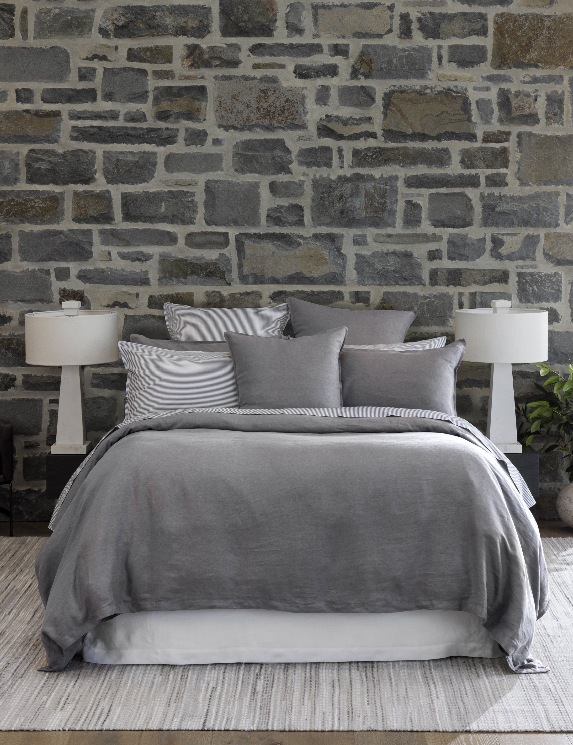 Purity Organic Cotton European Pillowcase | Charcoal Stripe-4