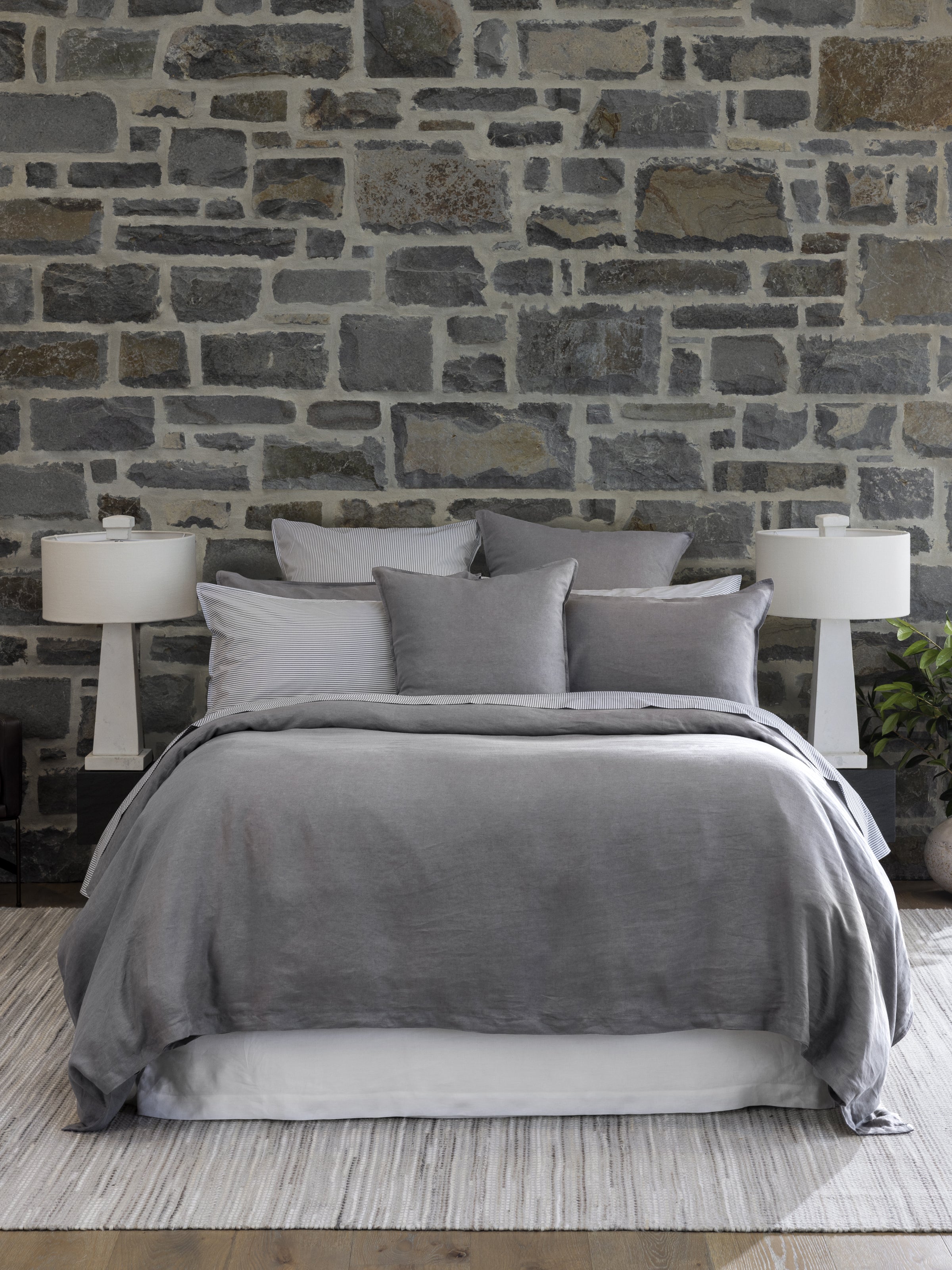 Purity Organic Cotton European Pillowcase | Charcoal Stripe-4