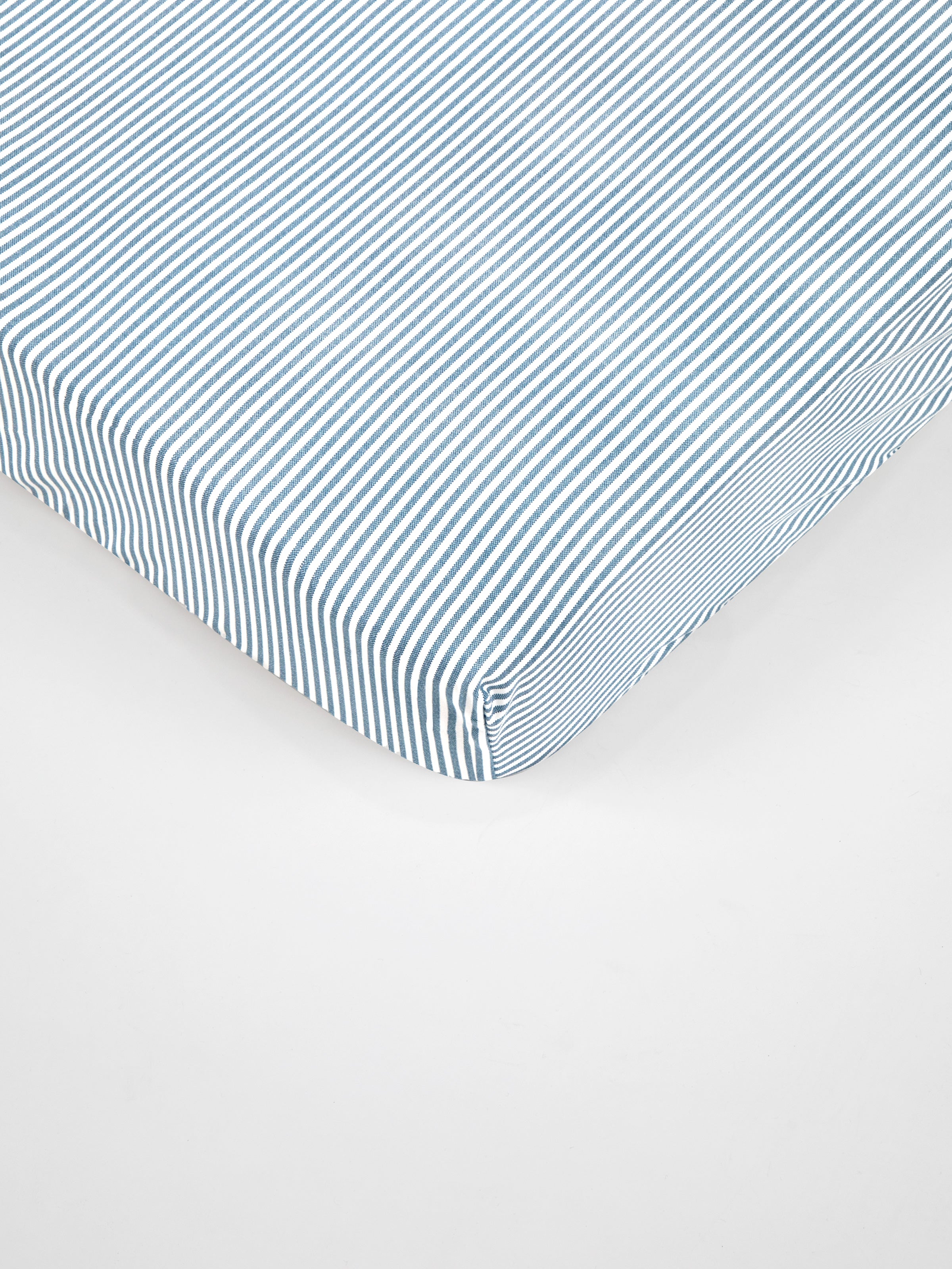 Purity Organic Cotton Fitted Cot Sheet | Blue Stripe-1