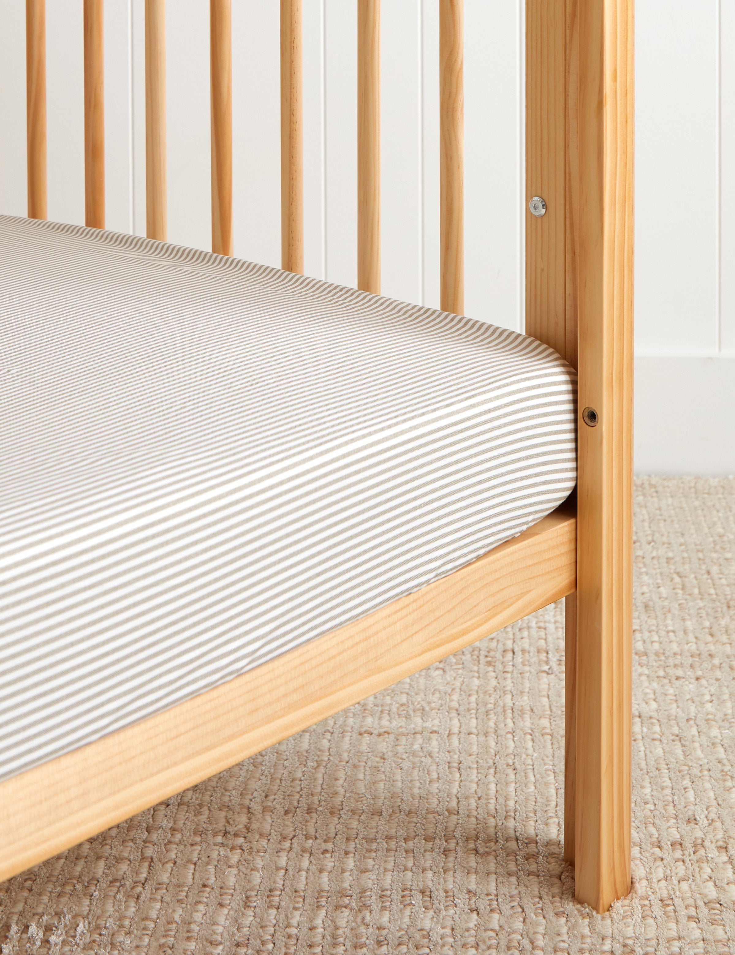 Purity Organic Cotton Fitted Cot Sheet | Natural Stripe-1