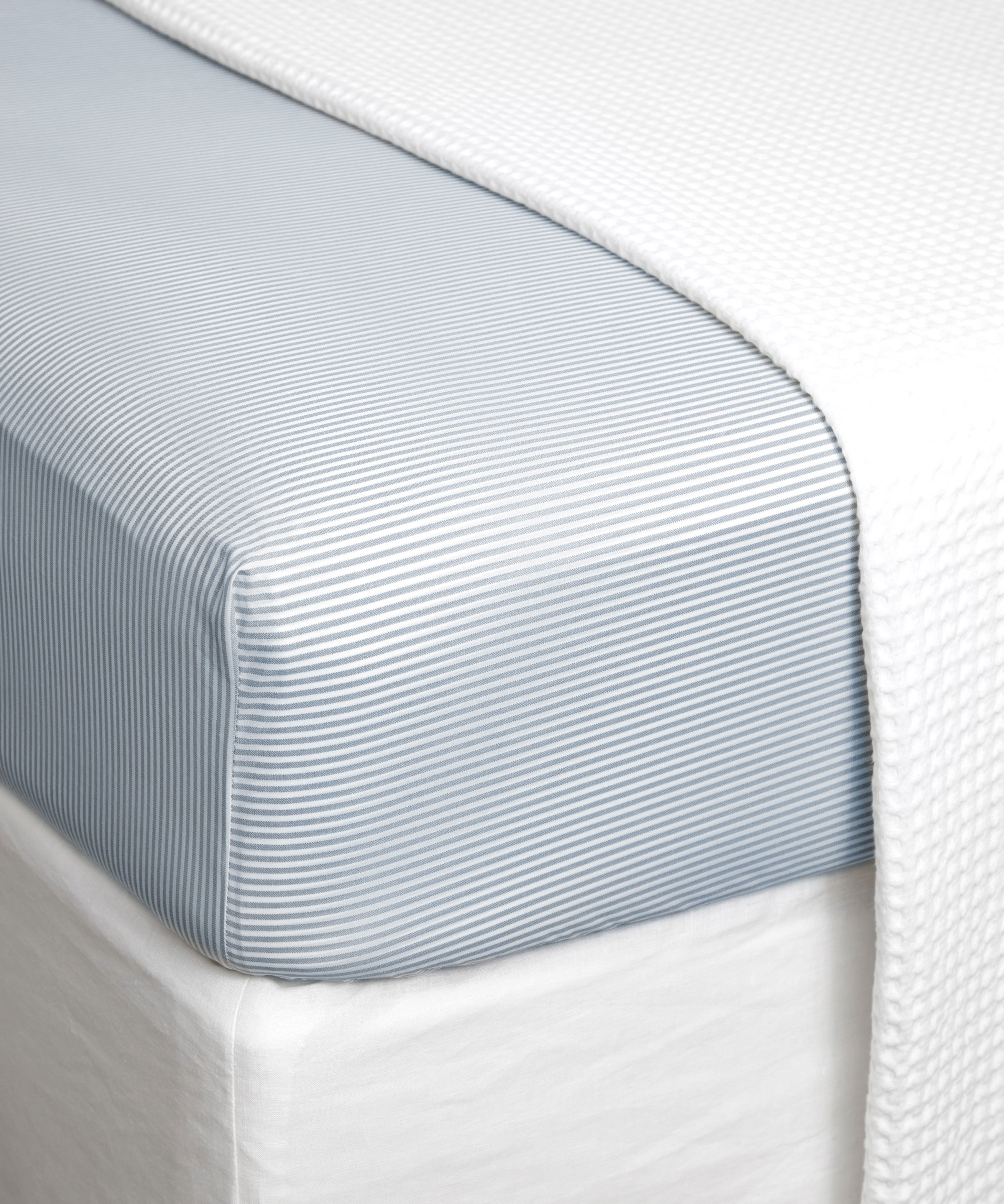Purity Organic Cotton Fitted Sheet | Blue Stripe-1
