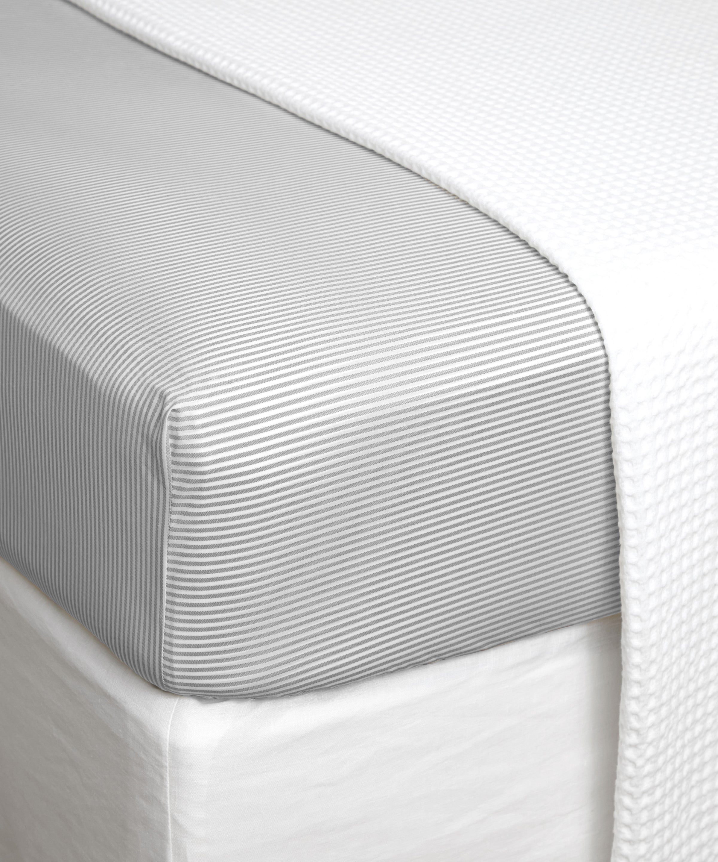 Purity Organic Cotton Fitted Sheet | Charcoal Stripe-1