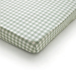 Purity Organic Cotton Gingham Cot Fitted Sheet | Green-1