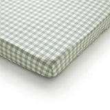 Purity Organic Cotton Gingham Cot Fitted Sheet | Green-1