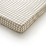 Purity Organic Cotton Gingham Cot Fitted Sheet | Natural-1