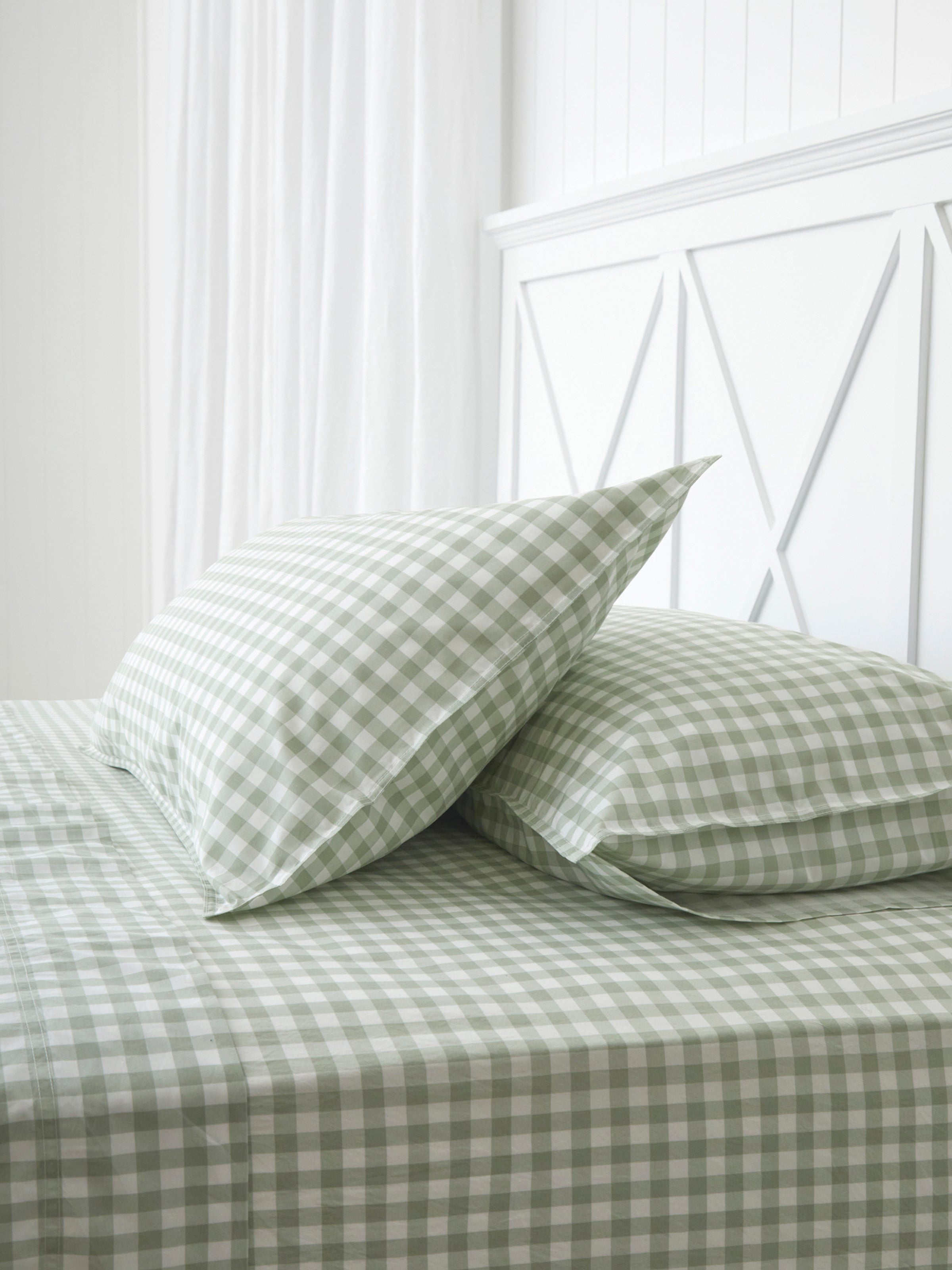 Purity Organic Cotton Gingham Sheet Set | Green-1