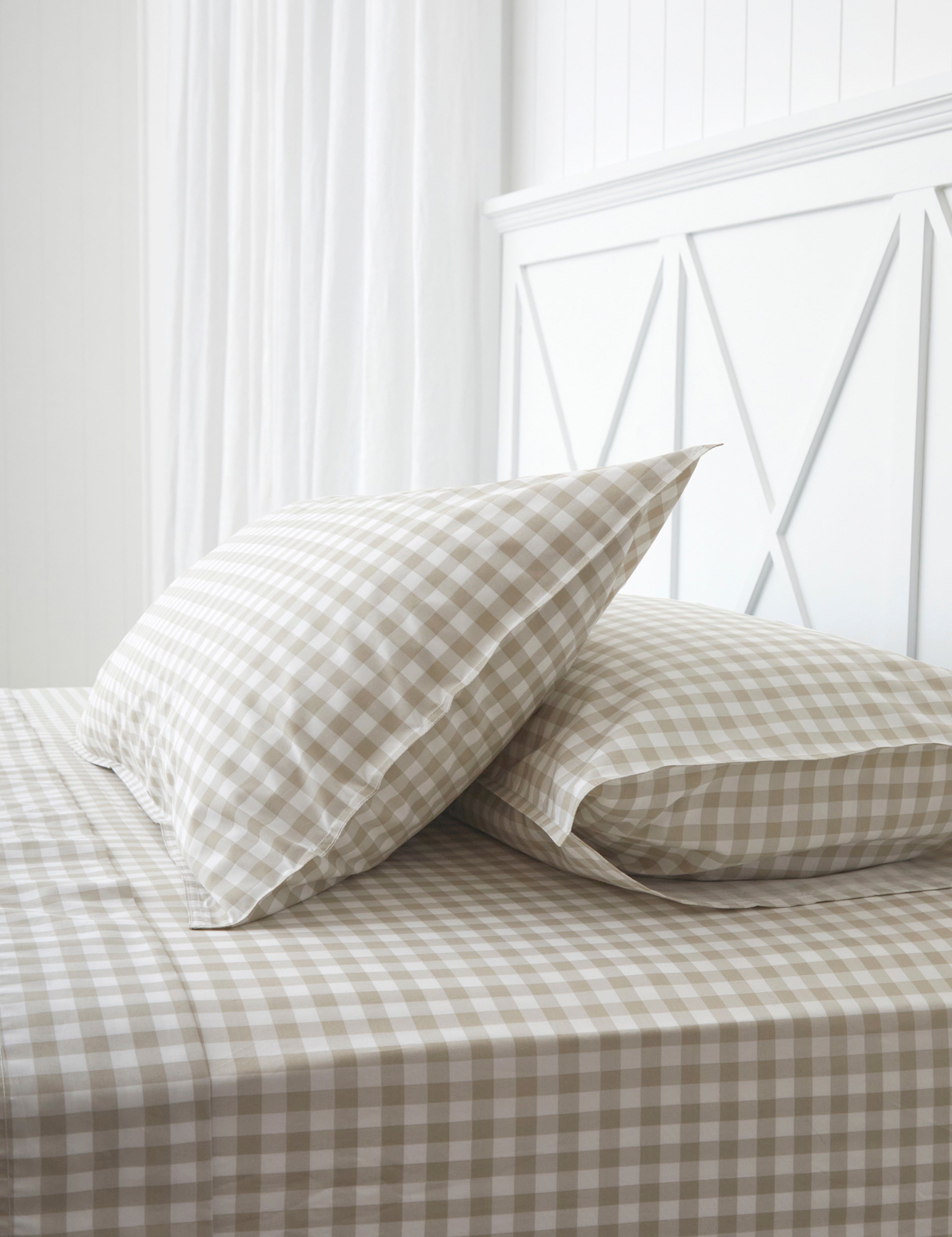 Purity Organic Cotton Gingham Sheet Set | Natural-1