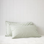 Purity Organic Cotton Gingham Standard Pillowcase Set | Green-1
