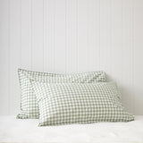 Purity Organic Cotton Gingham Standard Pillowcase Set | Green-1
