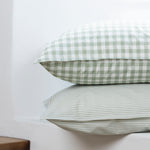 Purity Organic Cotton Gingham Standard Pillowcase Set | Green-2