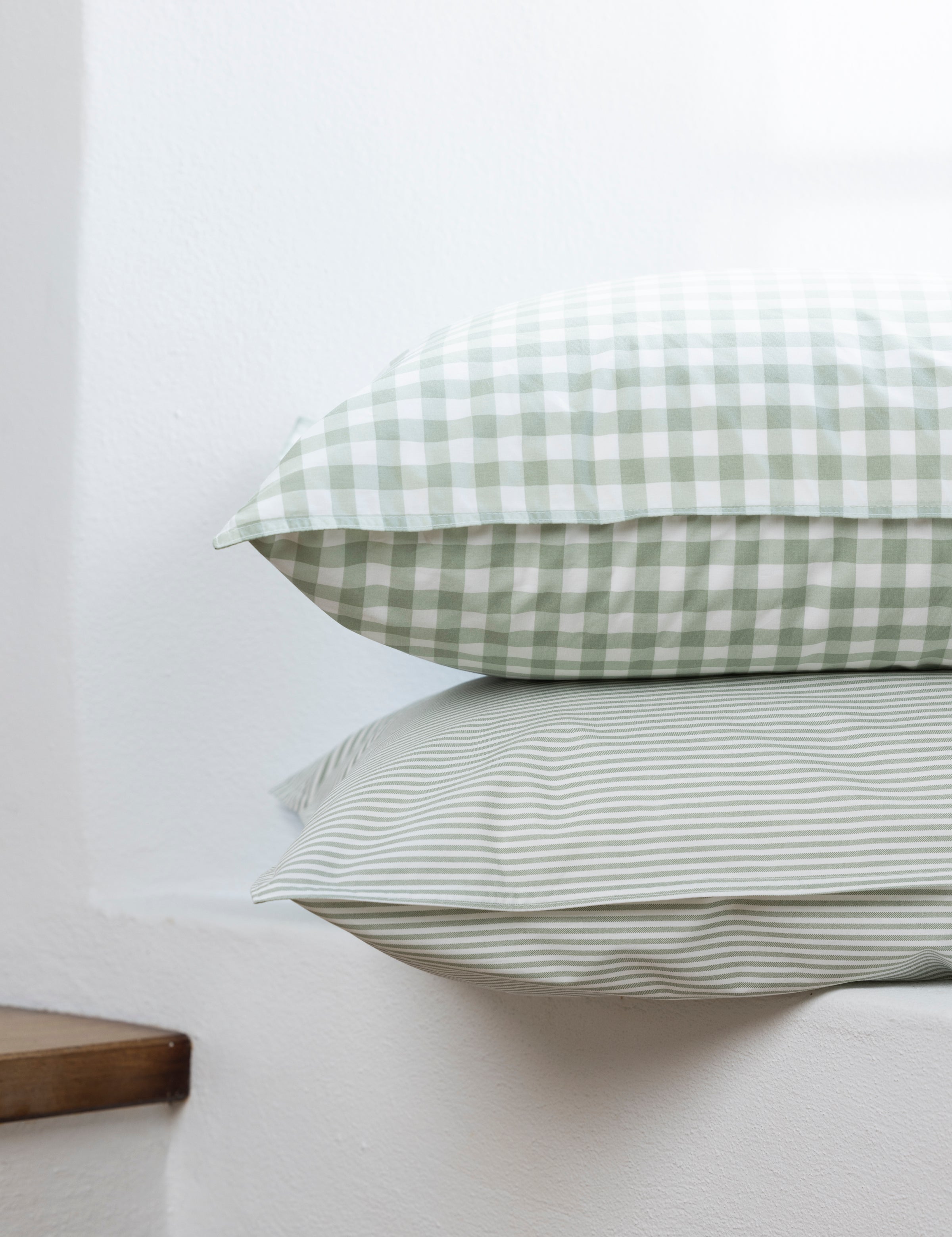 Purity Organic Cotton Gingham Standard Pillowcase Set | Green-2