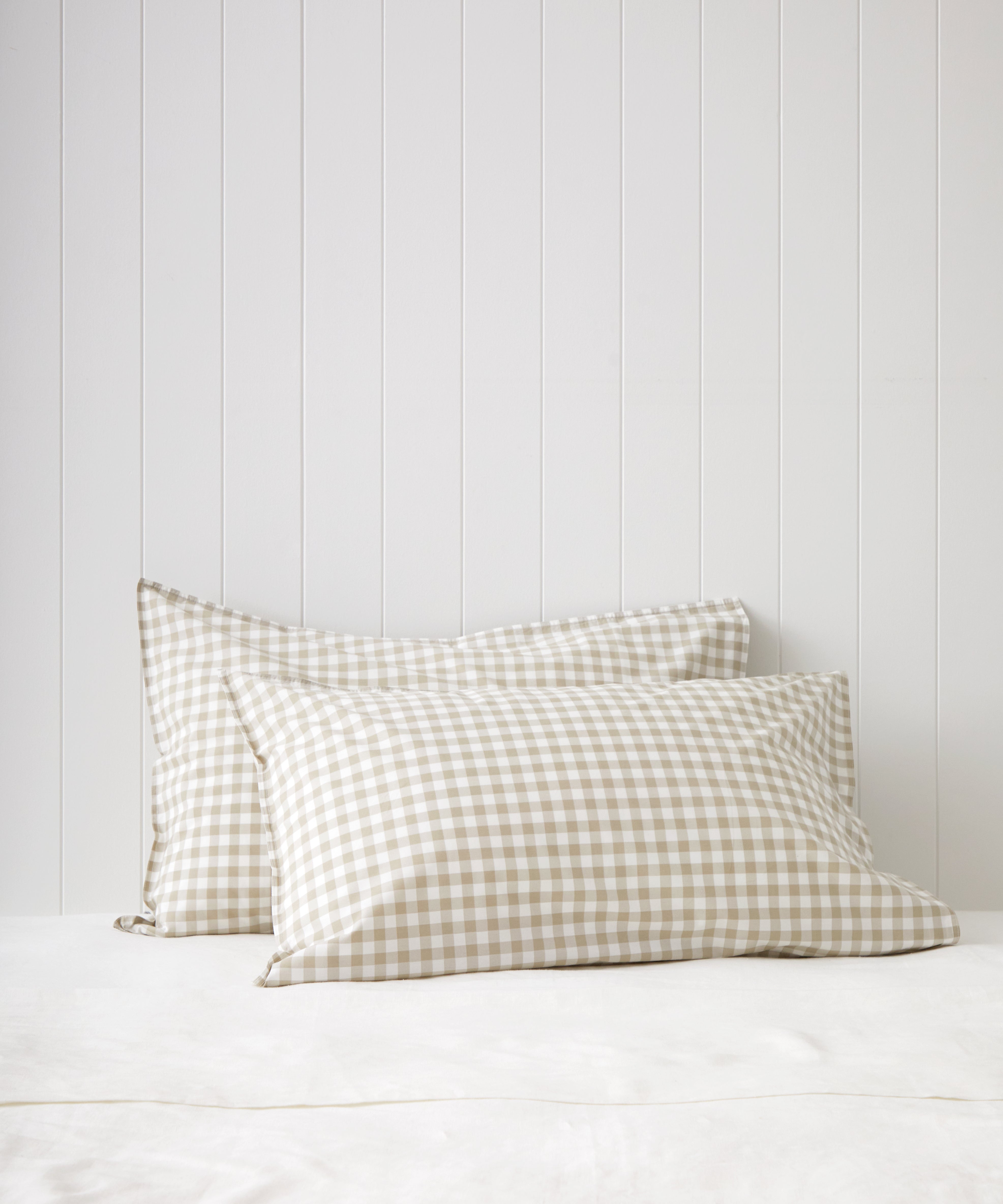 Purity Organic Cotton Gingham Standard Pillowcase Set | Natural-1
