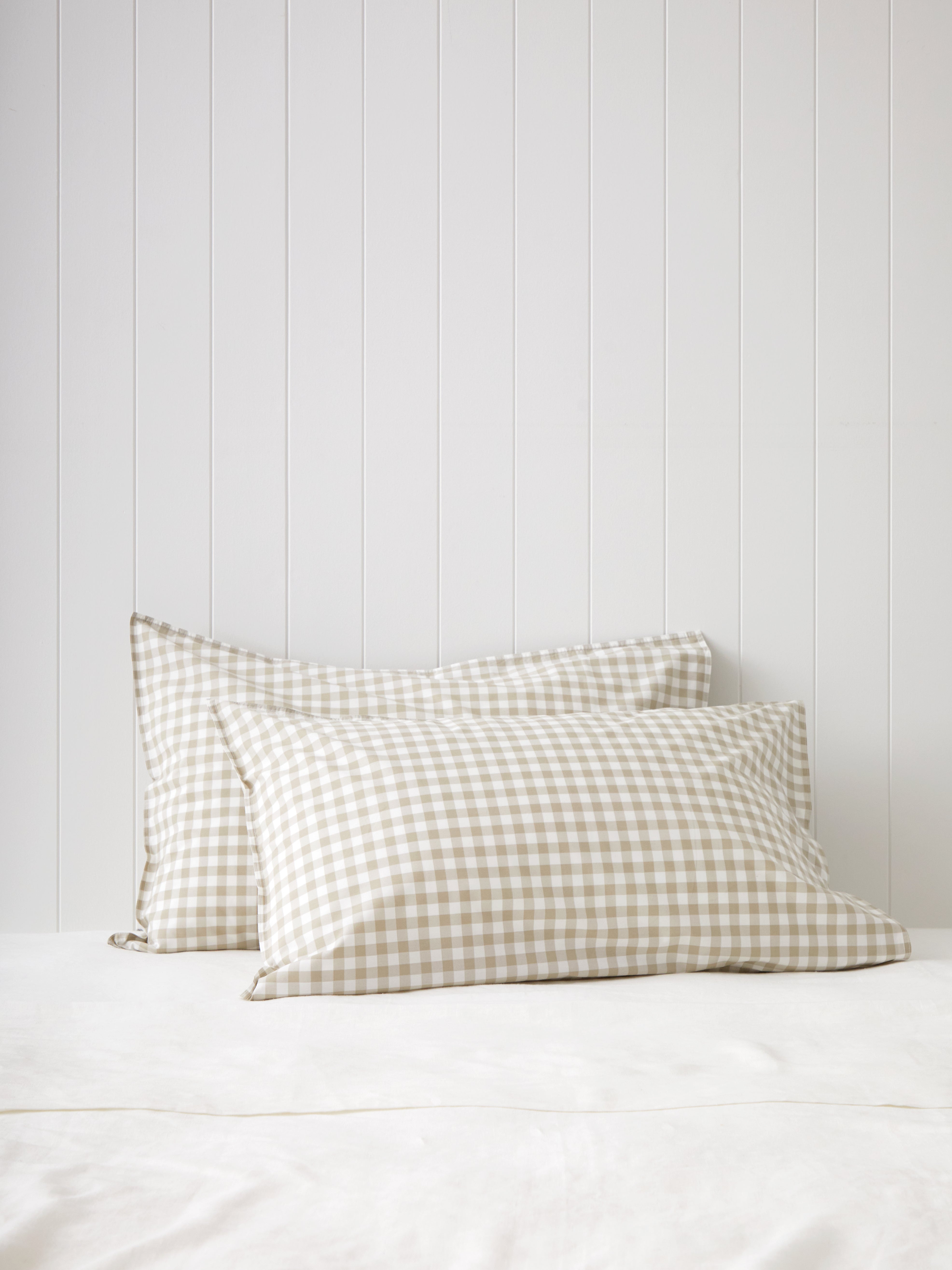 Purity Organic Cotton Gingham Standard Pillowcase Set | Natural-1